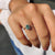 Green oval cut ring crafted in white gold, made for a unique, elegant look that works beautifully as a promise ring.