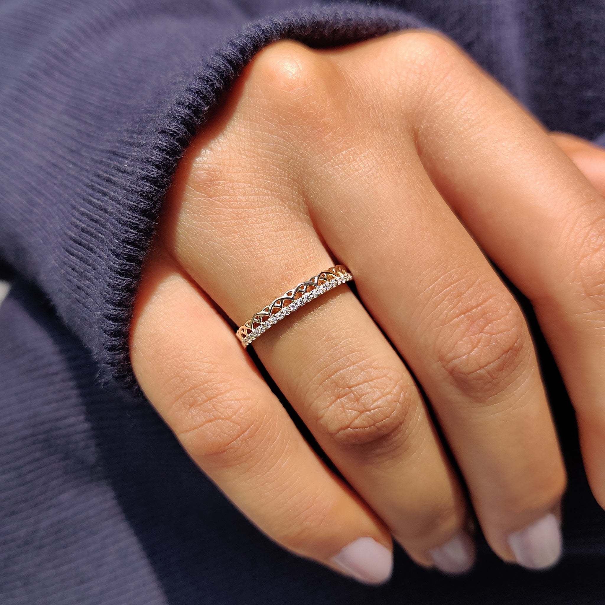 Round Diamond Band in - Half Eternity