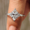 White gold engagement ring with sparkling diamonds.
