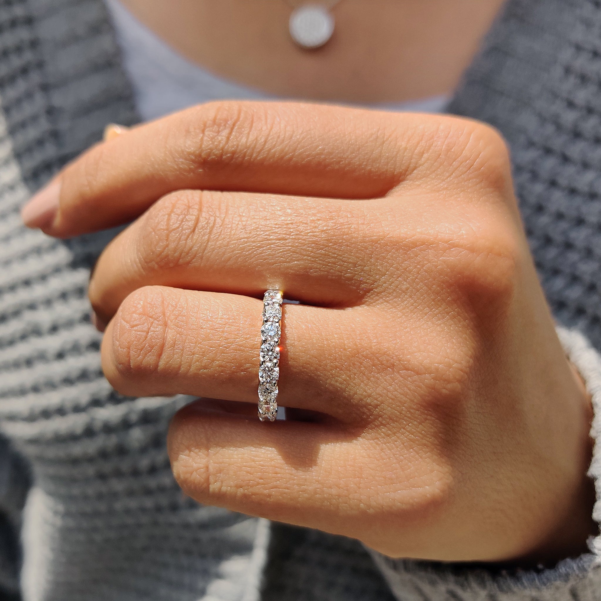 Lab Grown Round Diamond White Gold Wedding Band