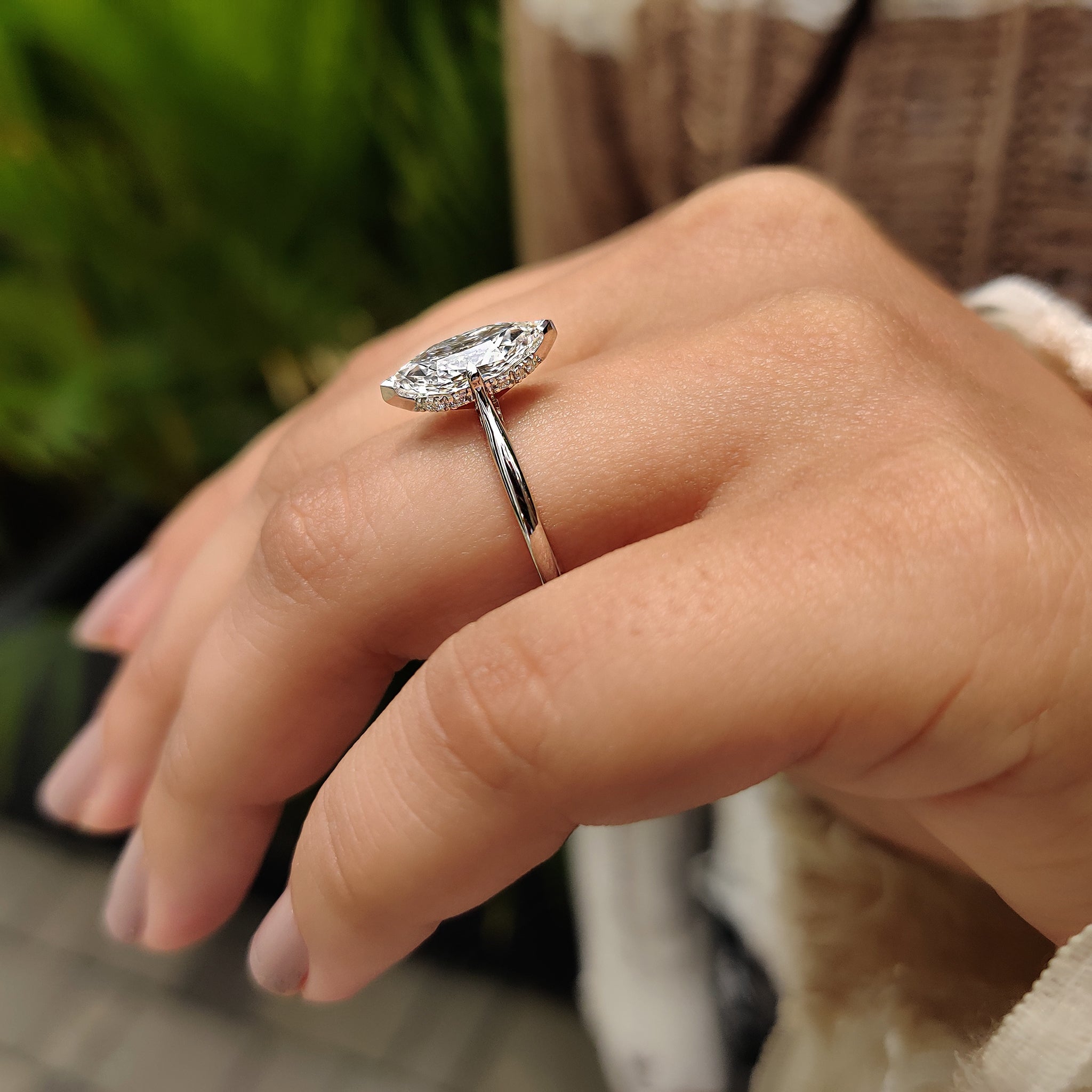 White gold diamond ring with handmade ring.
