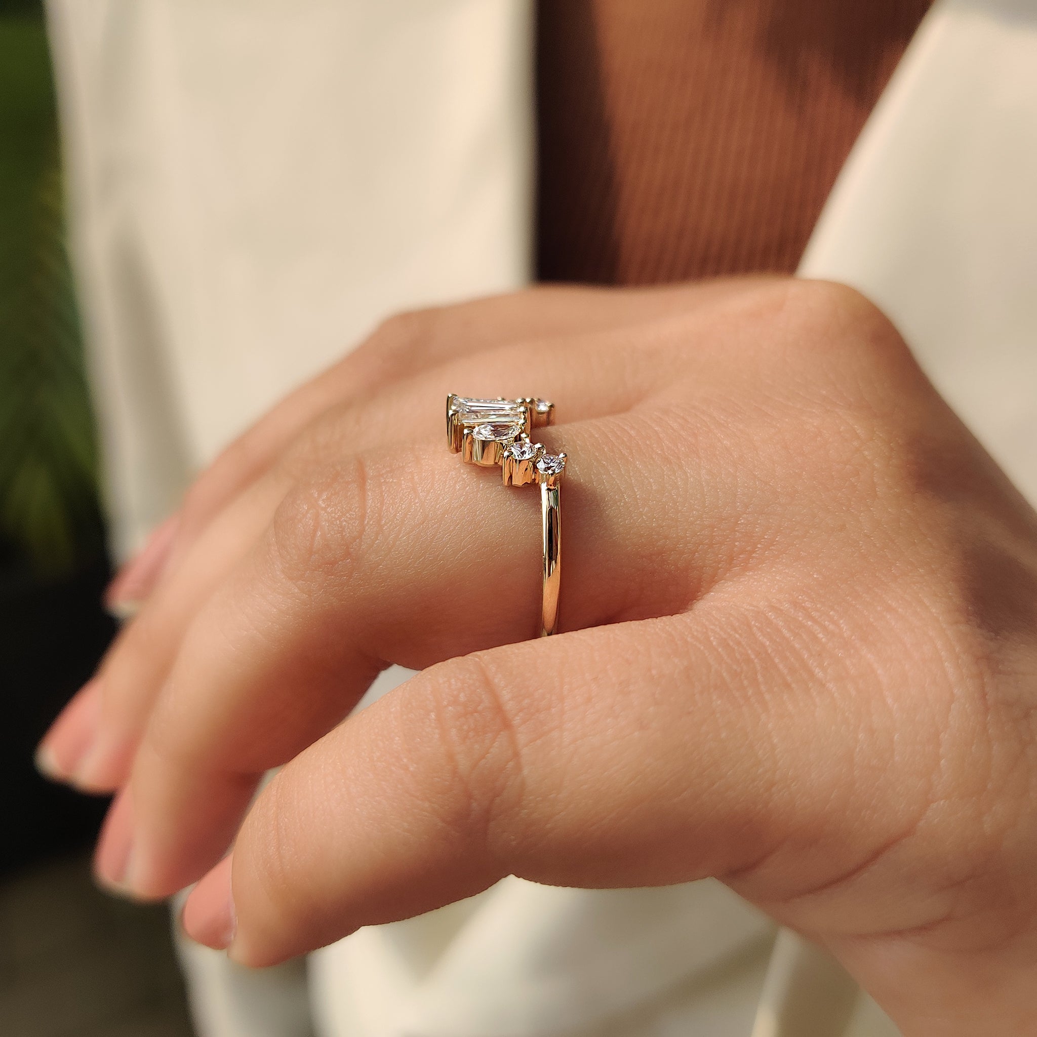 Crown wedding band featuring yellow gold wedding band.
