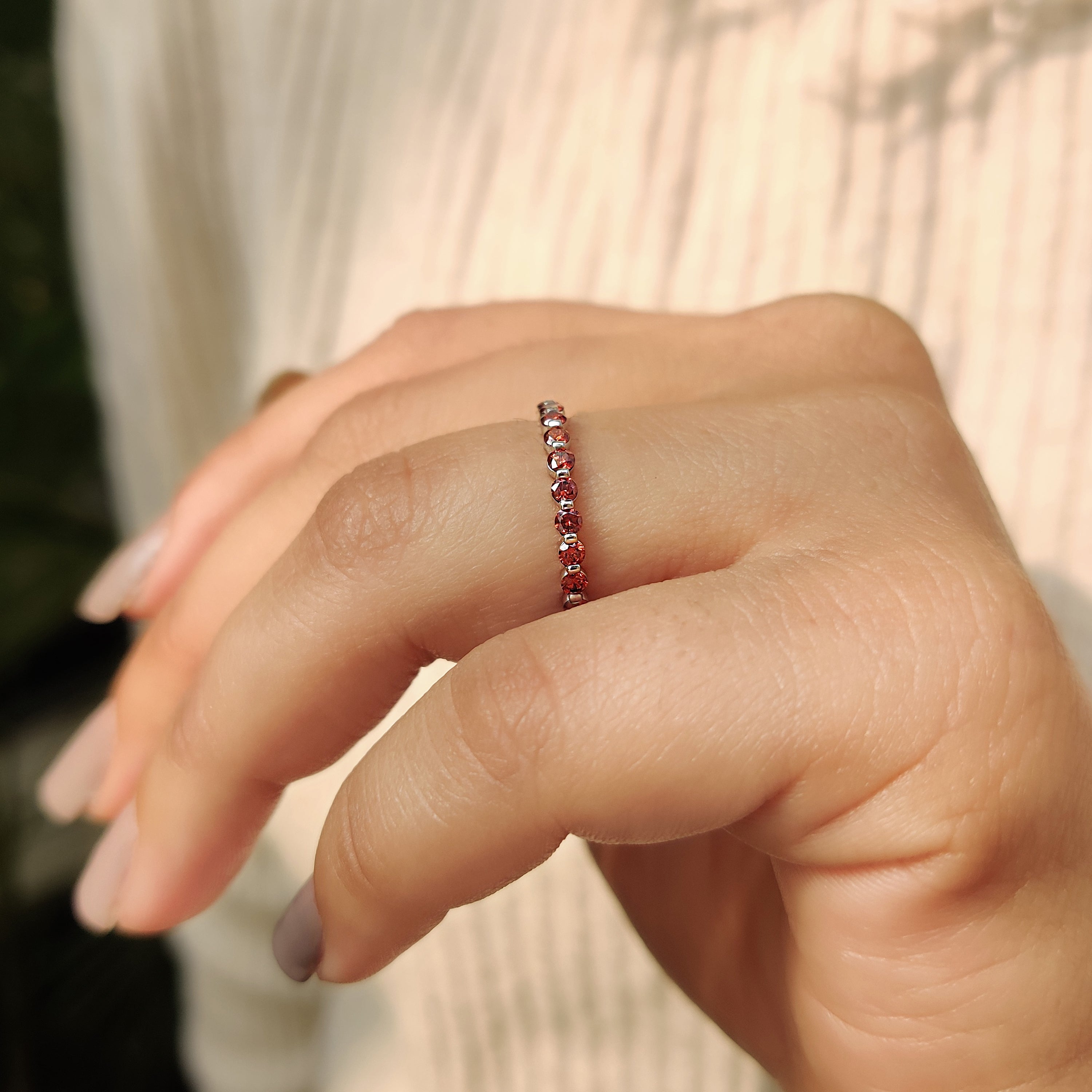 Shared prong band with brilliant lab diamonds set close together
