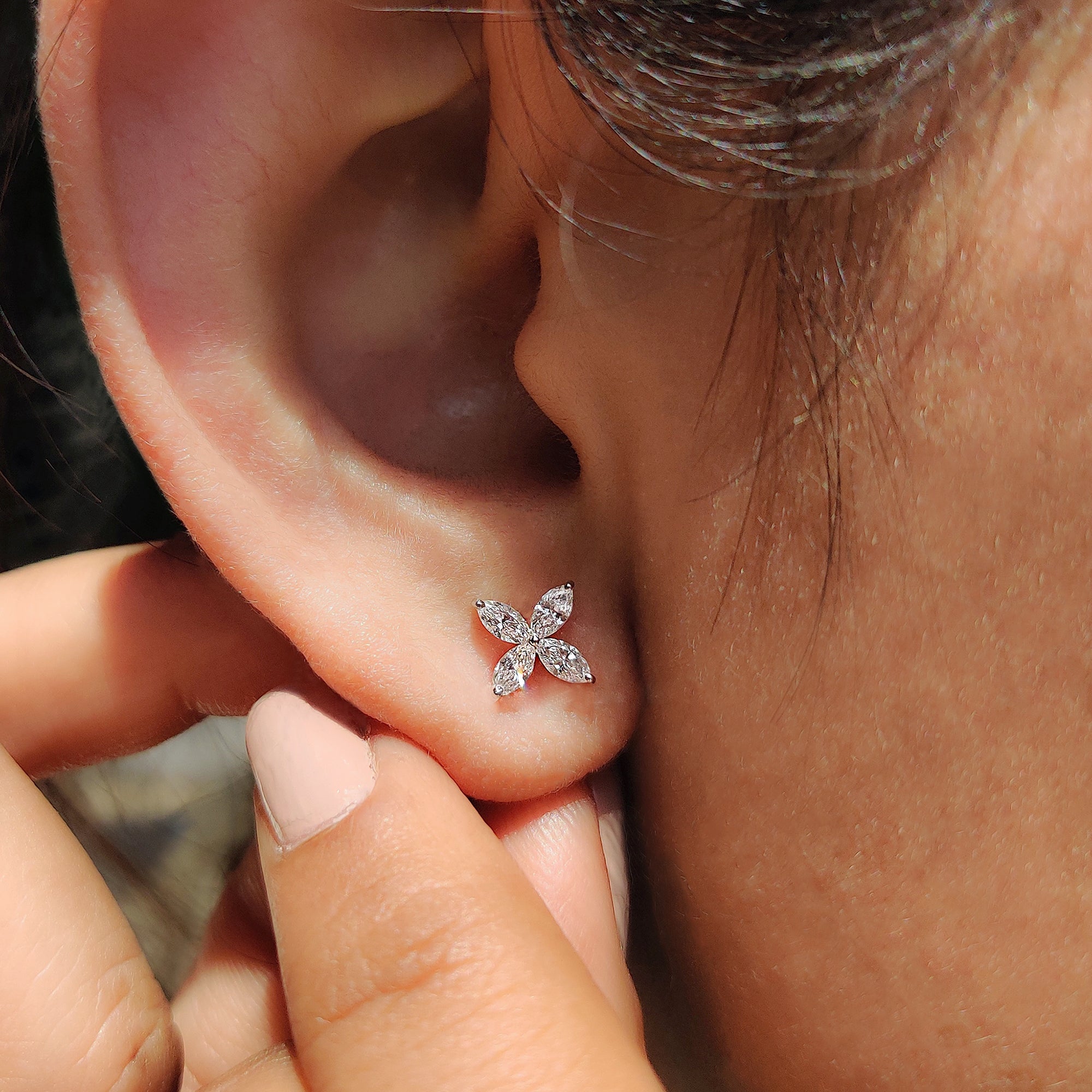 Classic marquise cut diamond stud earrings.