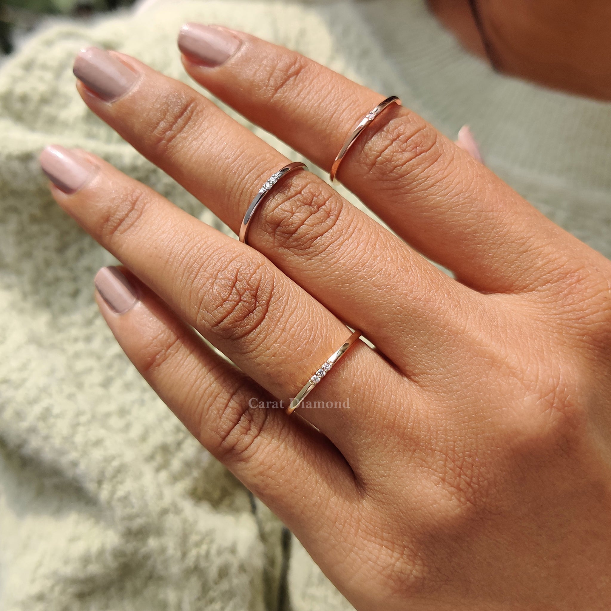 Handmade band with carat diamonds and unique stacking options
