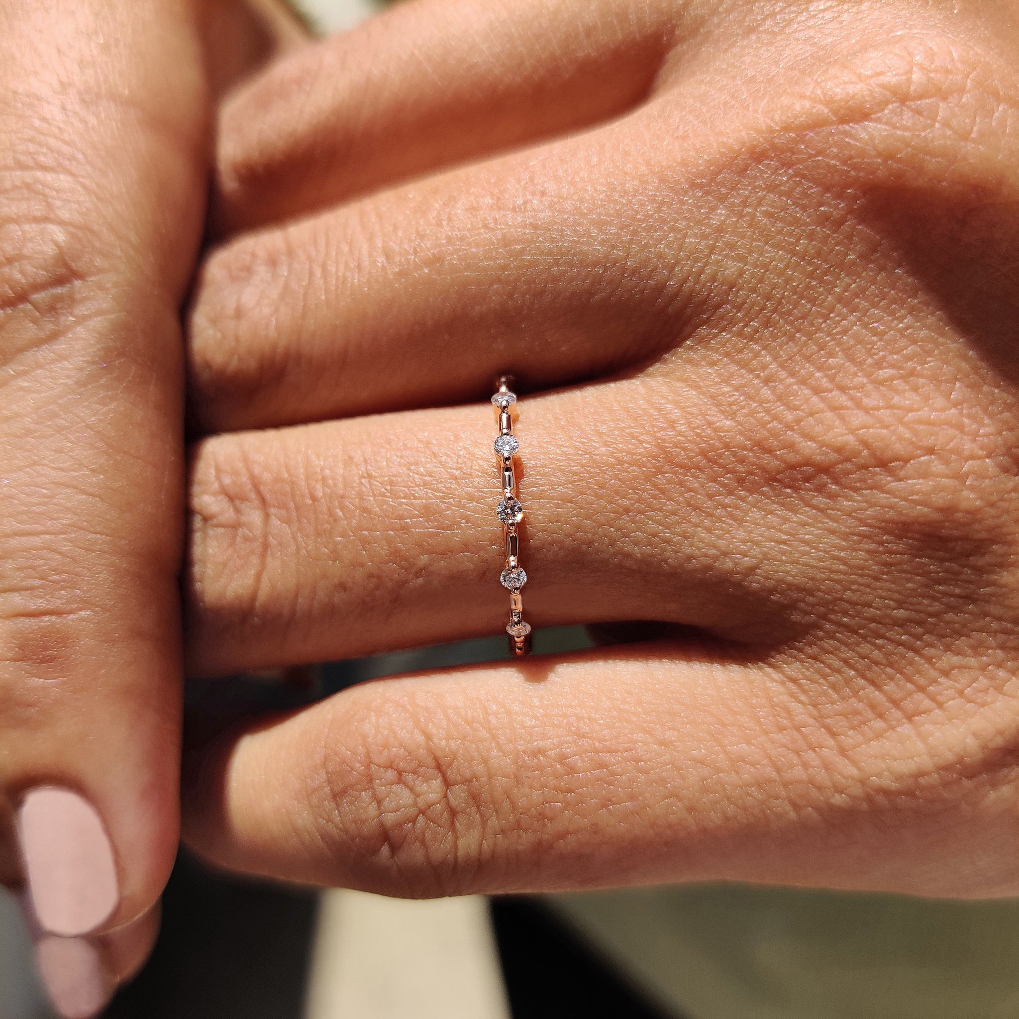 Rose Gold Wedding Band – Half Eternity