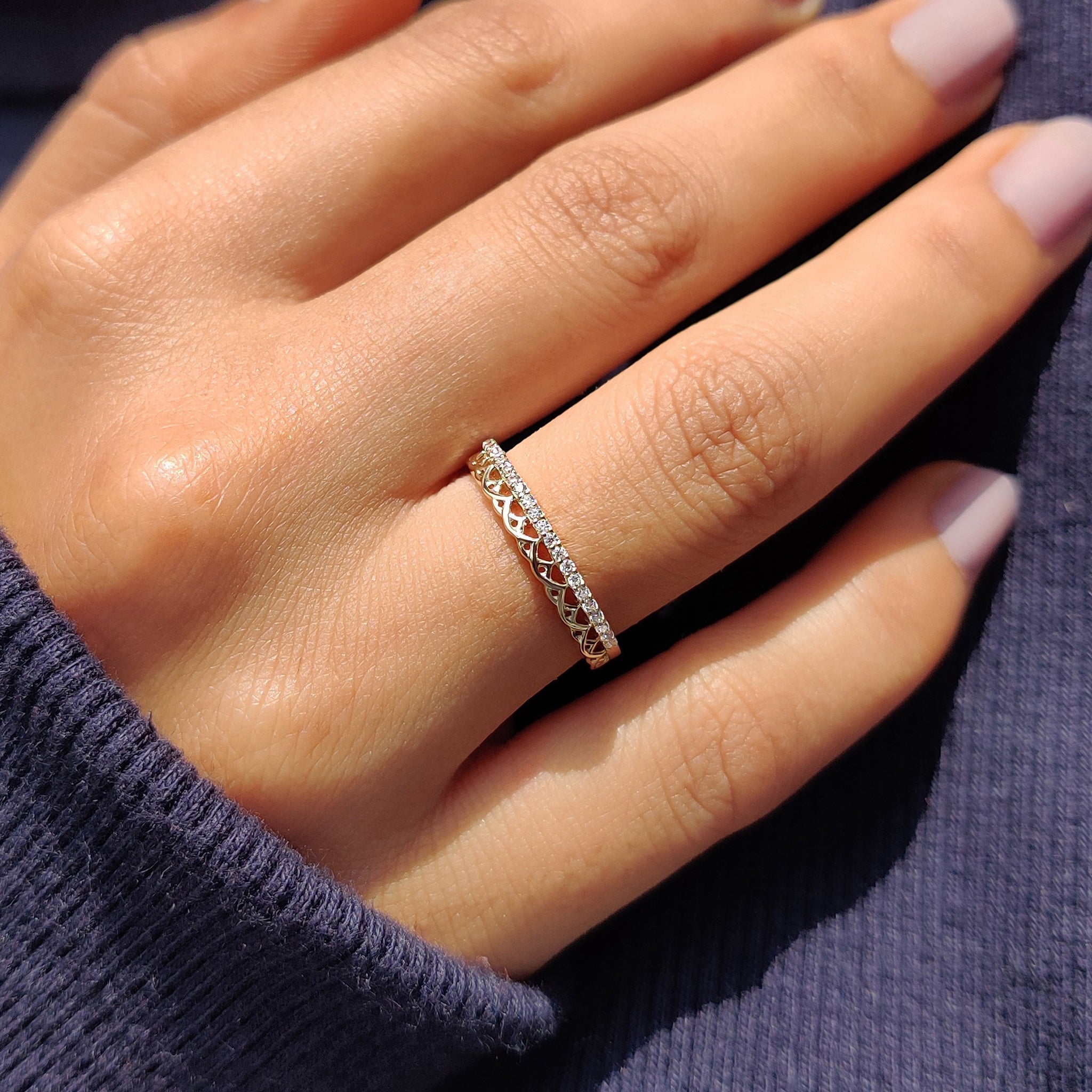 Round Diamond Band in - Half Eternity