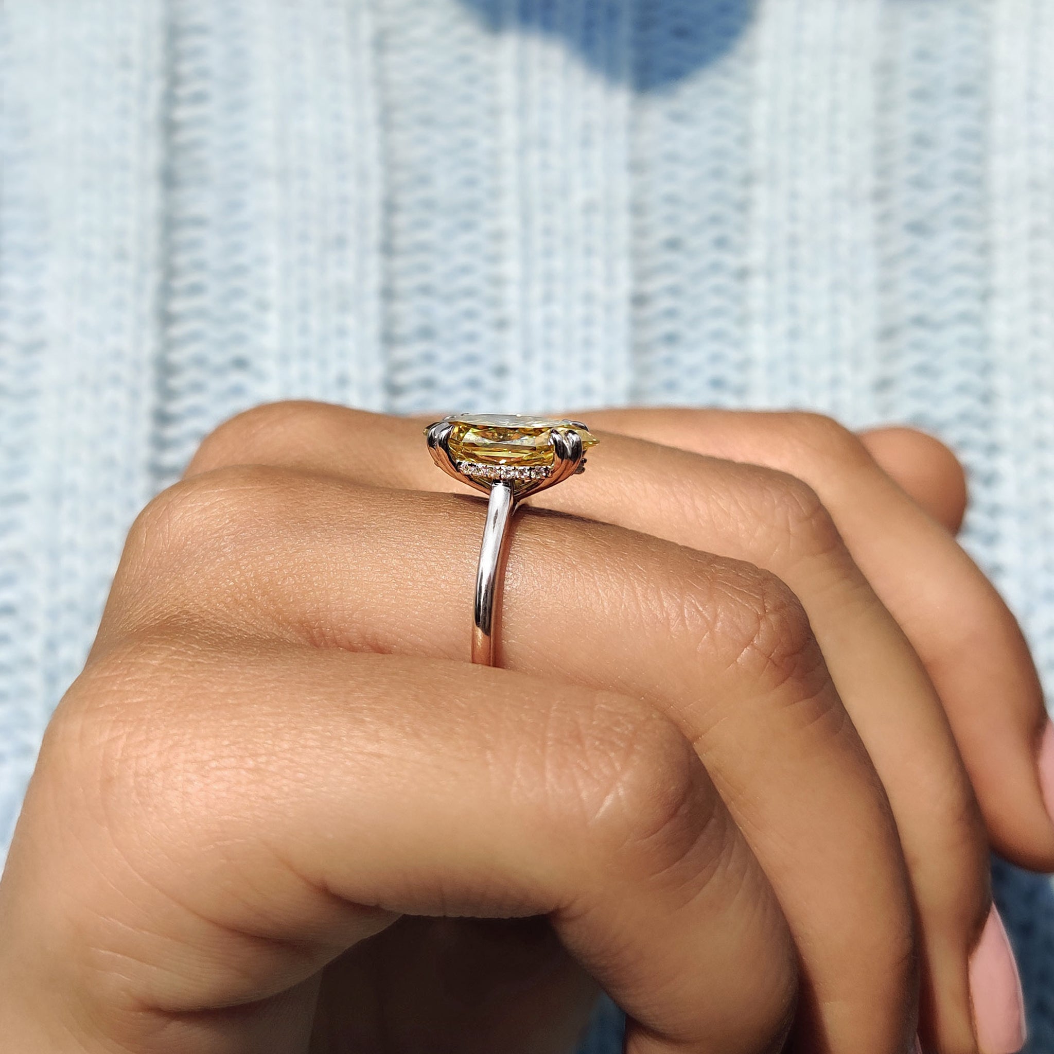 Dutch Marquise moissanite ring that sparkles with perfection.

