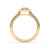 Knife edge engagement ring featuring a halo setting ring with pave diamond band.