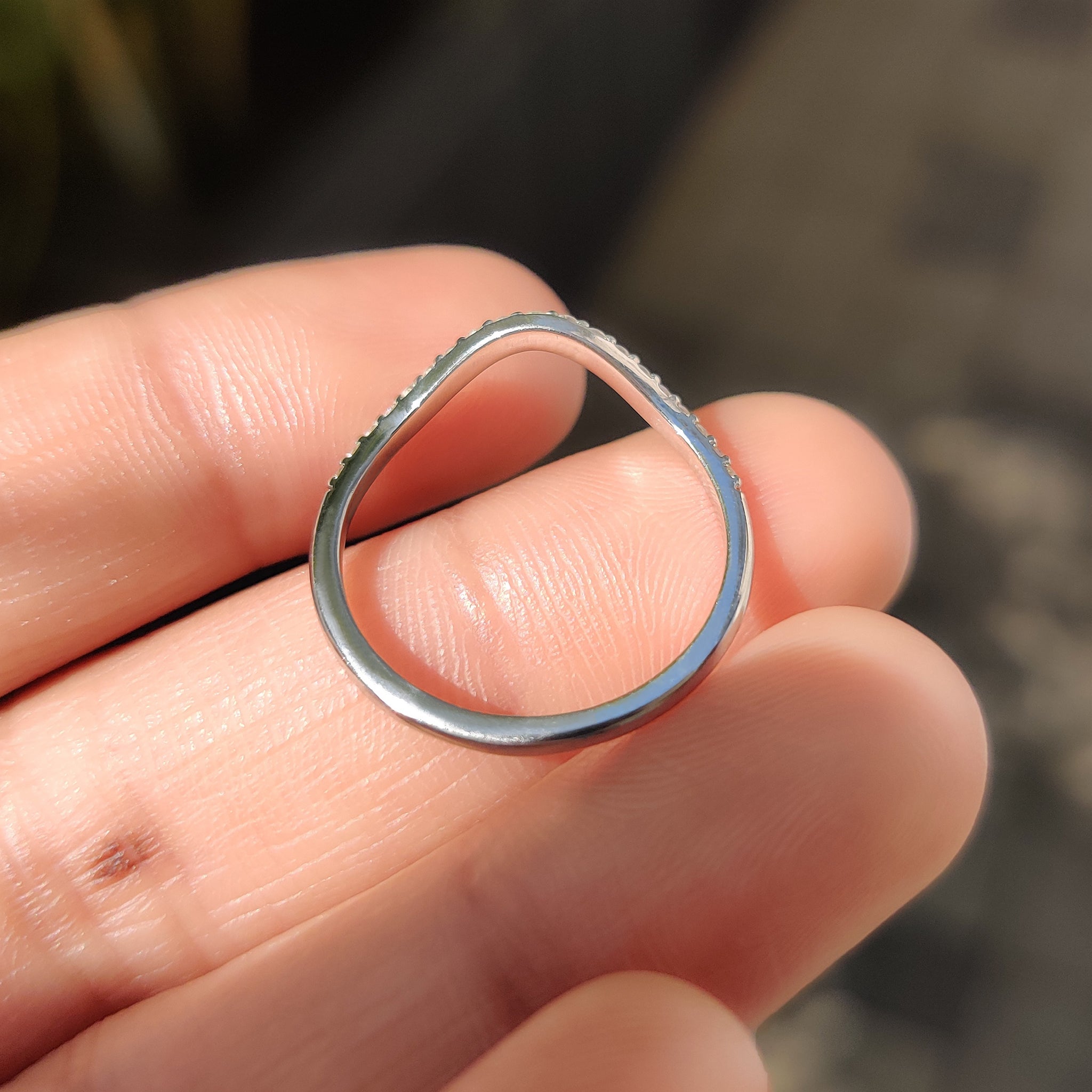 Curved Wedding Band – Round Diamond Half Eternity