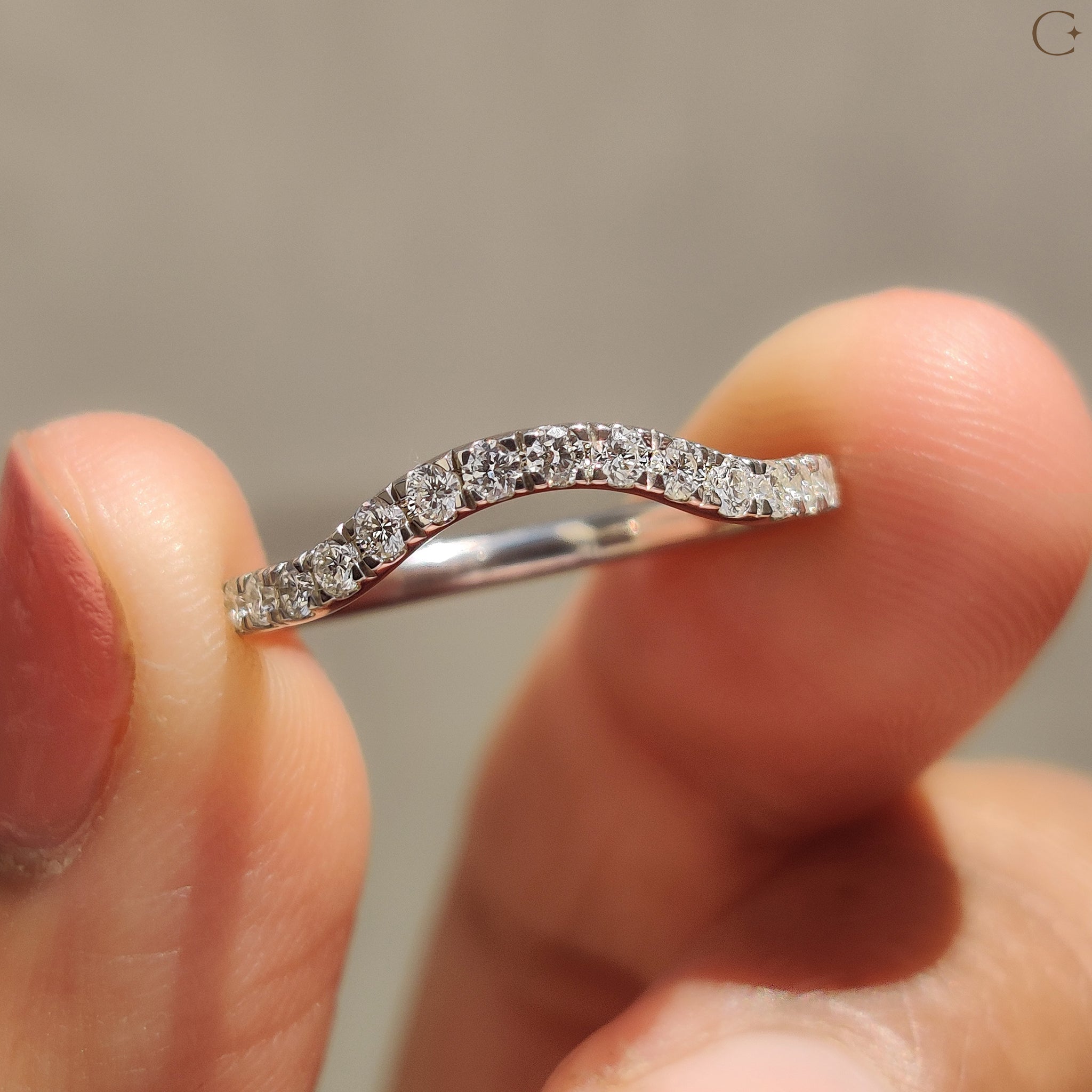 Handmade wedding band crafted with care.