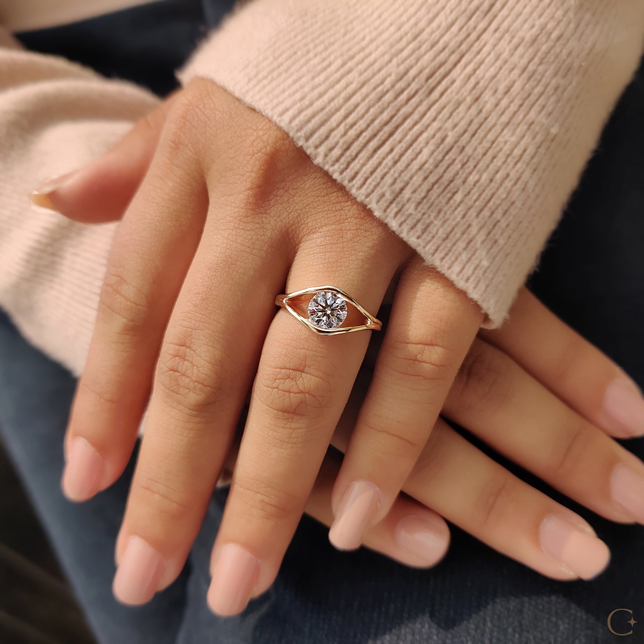 A yellow gold diamond ring with modern elegance
