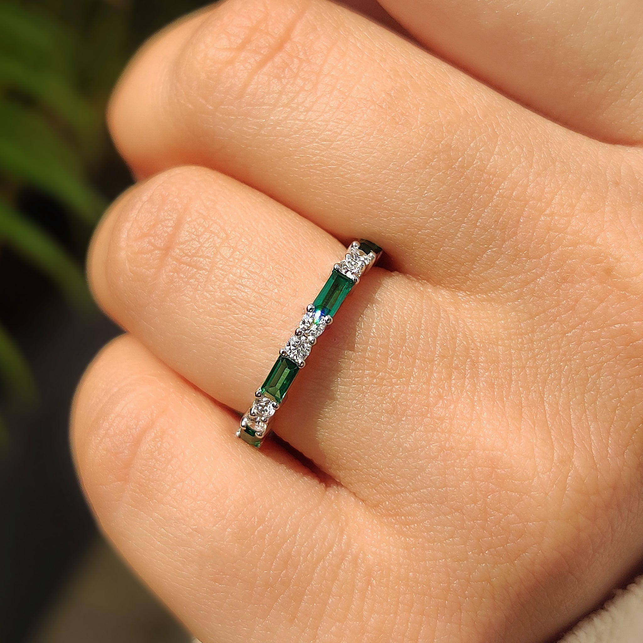 Half eternity wedding band designed for a sophisticated and timeless look.
