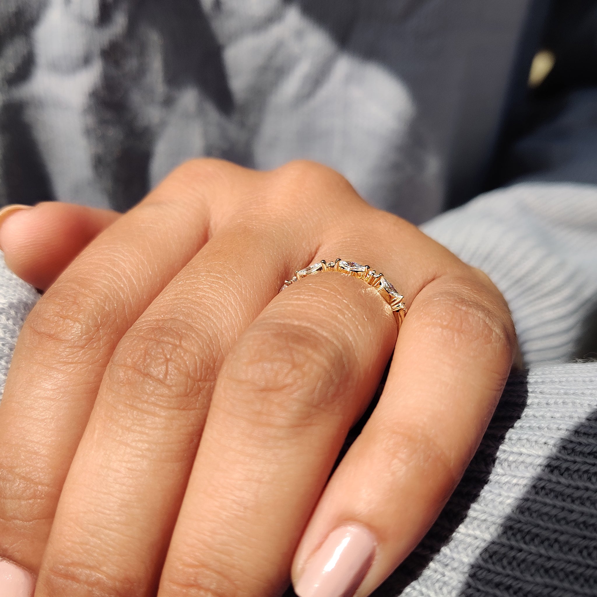 Marquise And Round Shared Prong Wedding Band