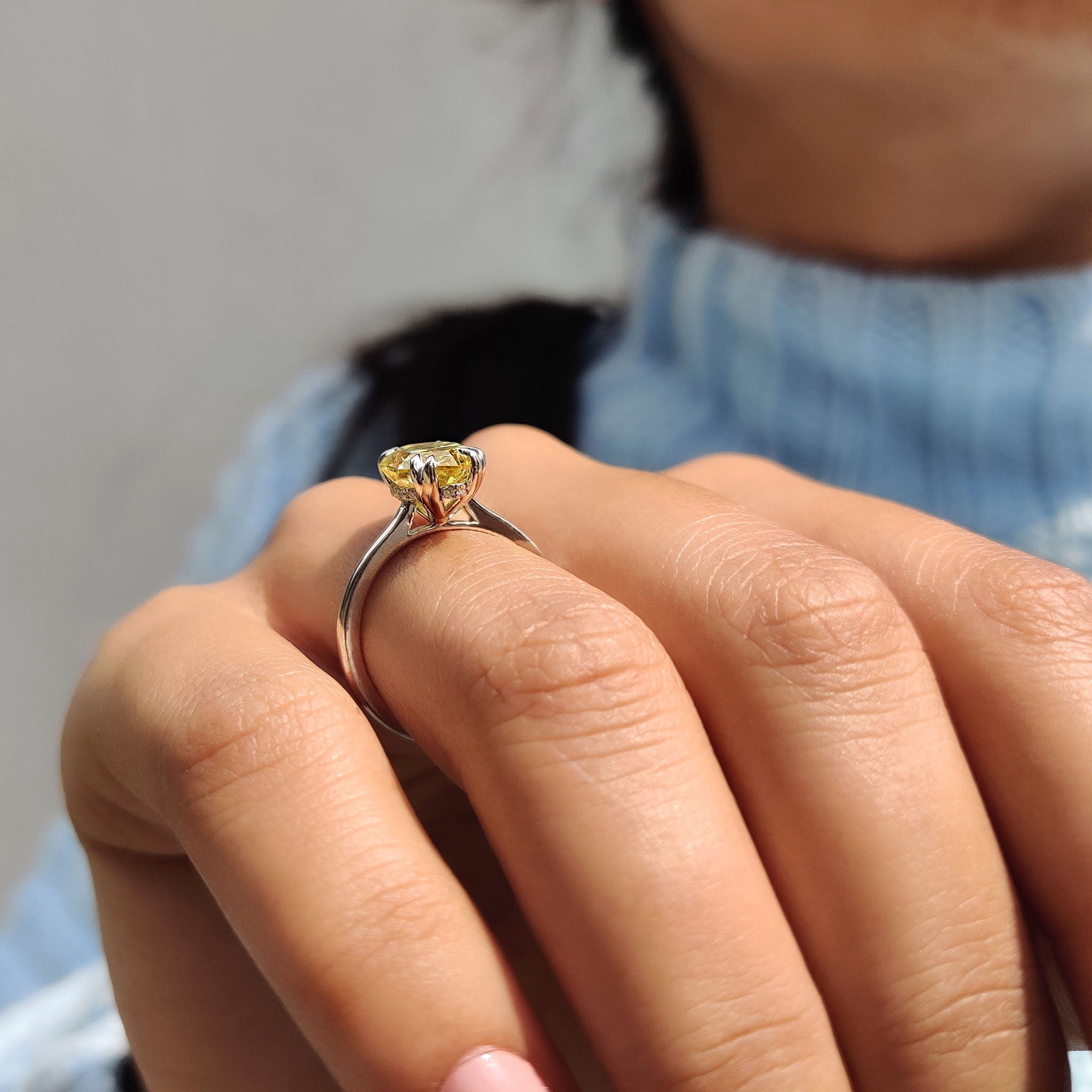 Hidden halo engagement ring with extra hidden brilliance.
