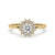 Diamond Cluster Engagement Ring with a brilliant cut diamond in a 6 prong setting on a stunning yellow gold band.
