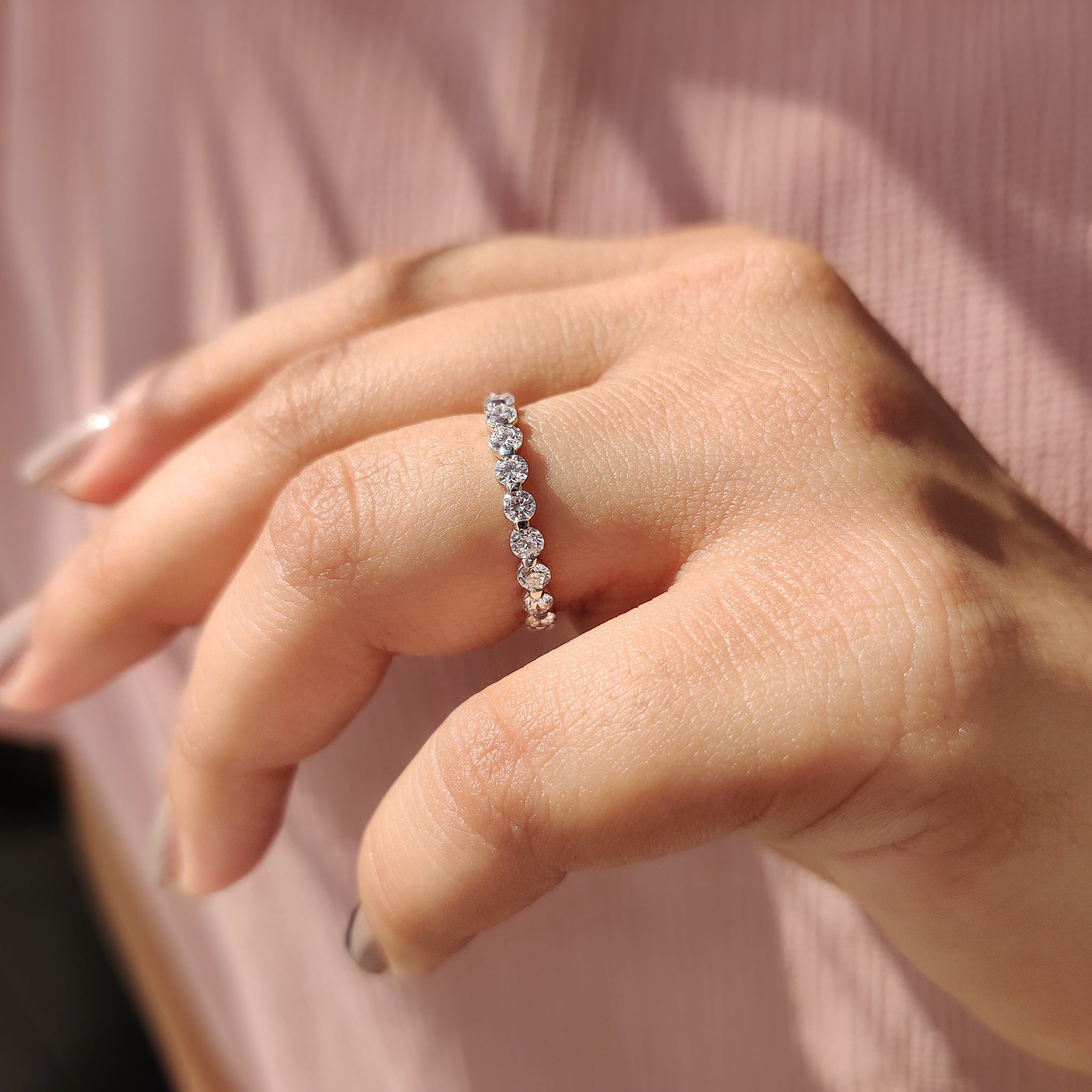 Round Diamond Rose Gold Eternity Band
