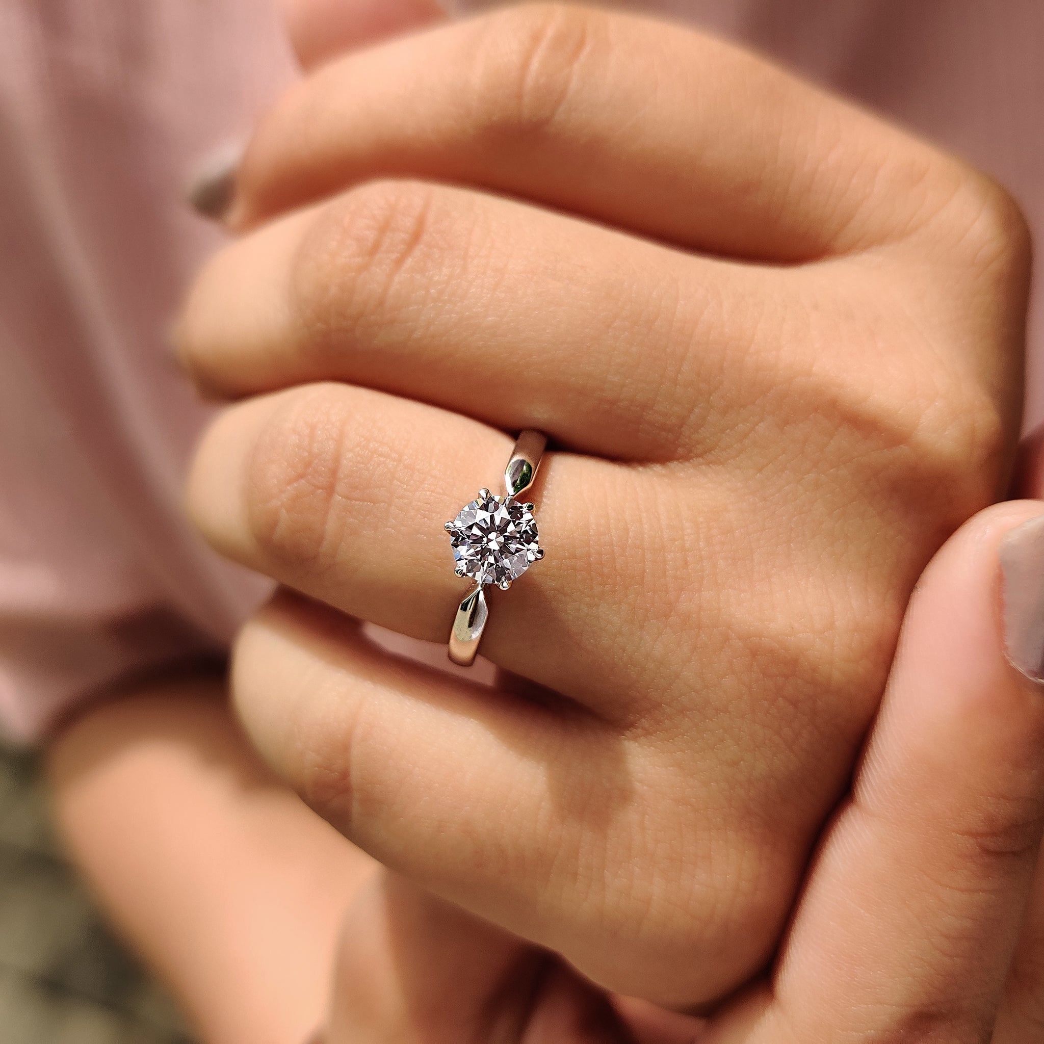 White gold diamond ring with Lab Grown Diamond.
