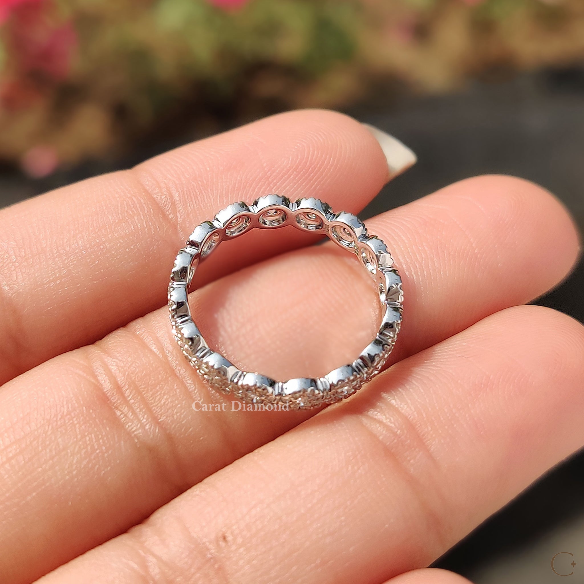 White gold wedding band with a sleek and modern finish for your wedding day.