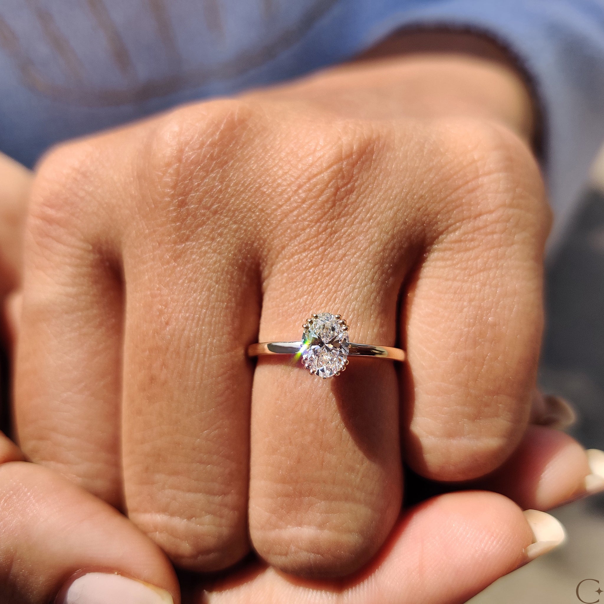 Classic oval shaped diamond ring with a comfort fit shank.

