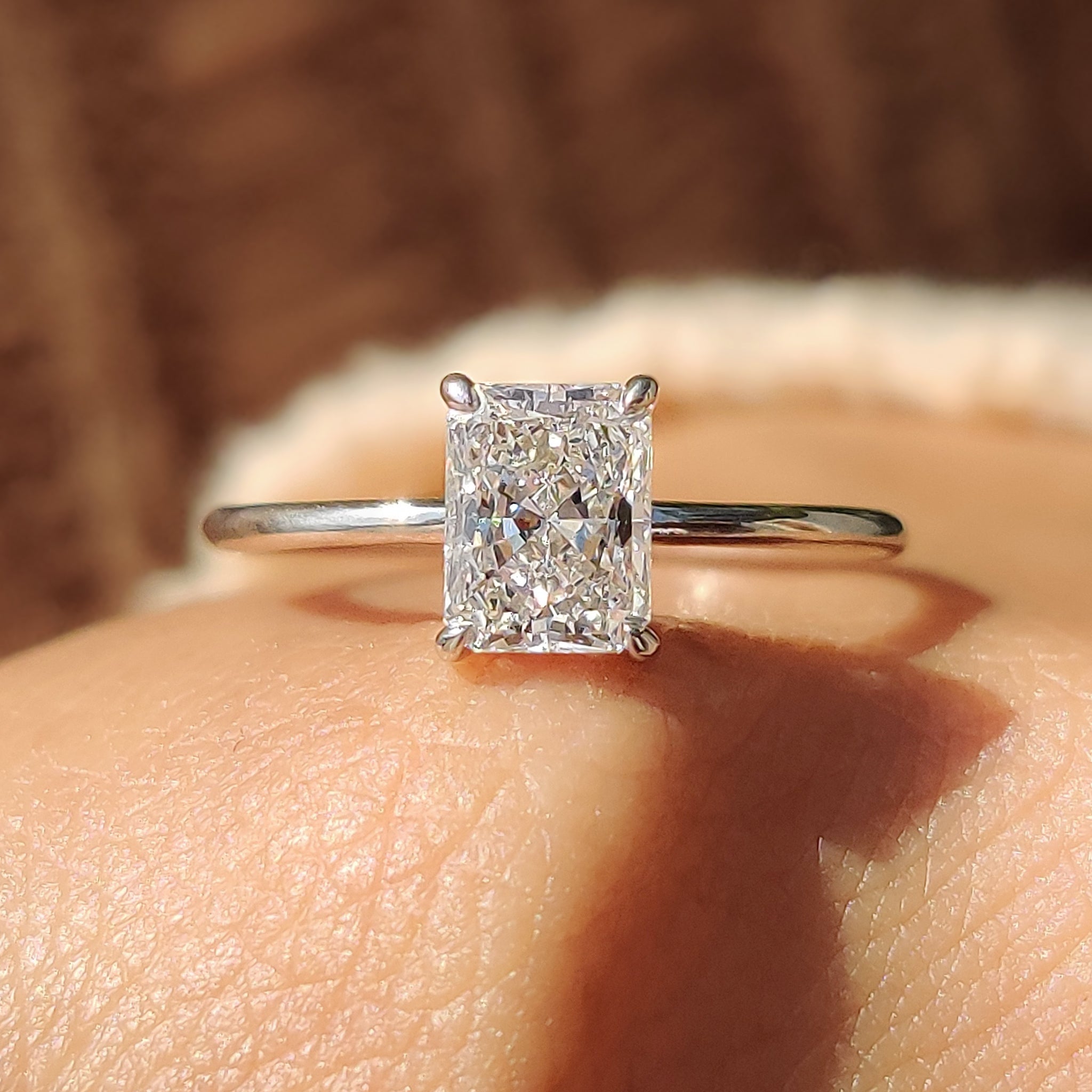 Solitaire Set Radiant Cut Gold Engagement Ring