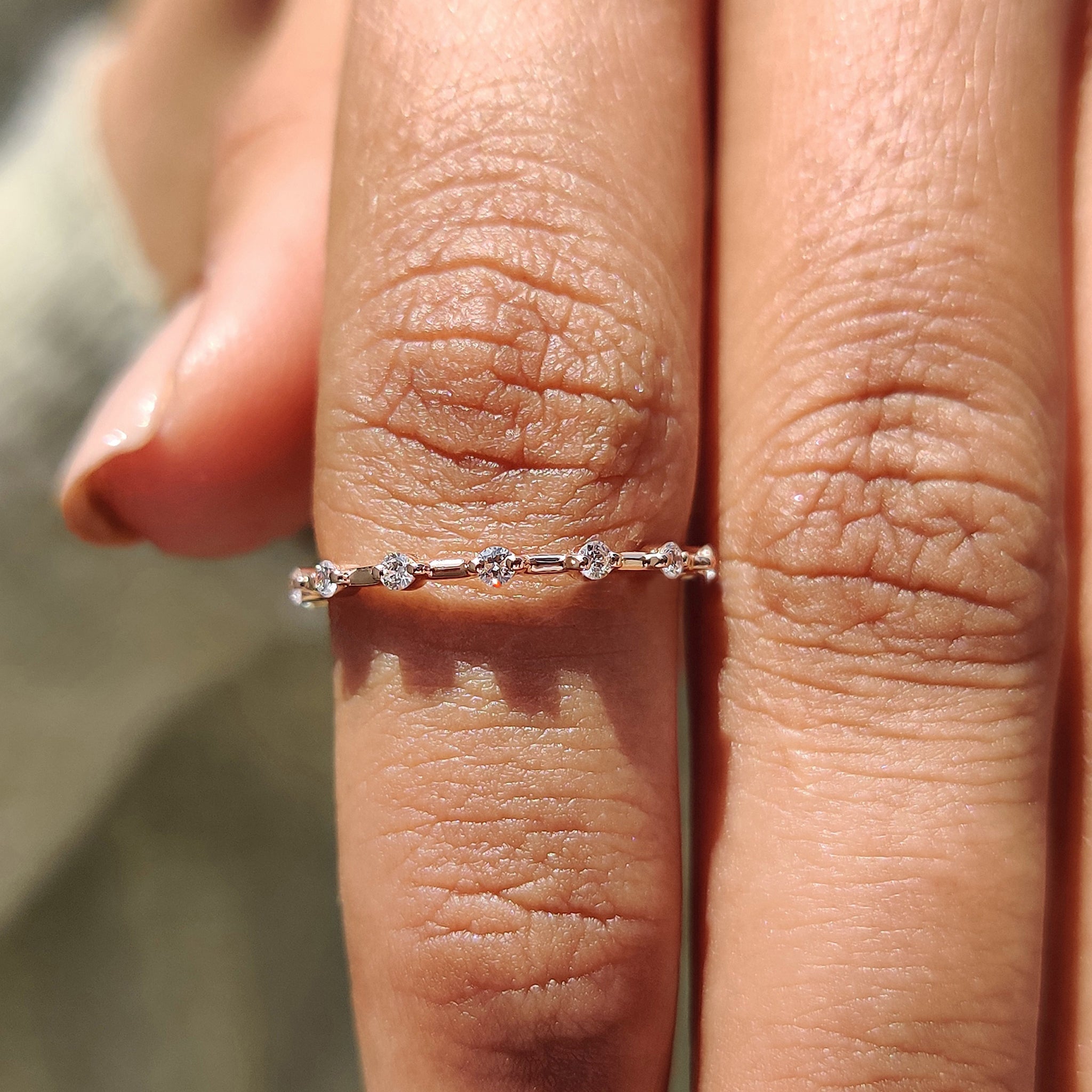 Gold Wedding Band - Distance Pave