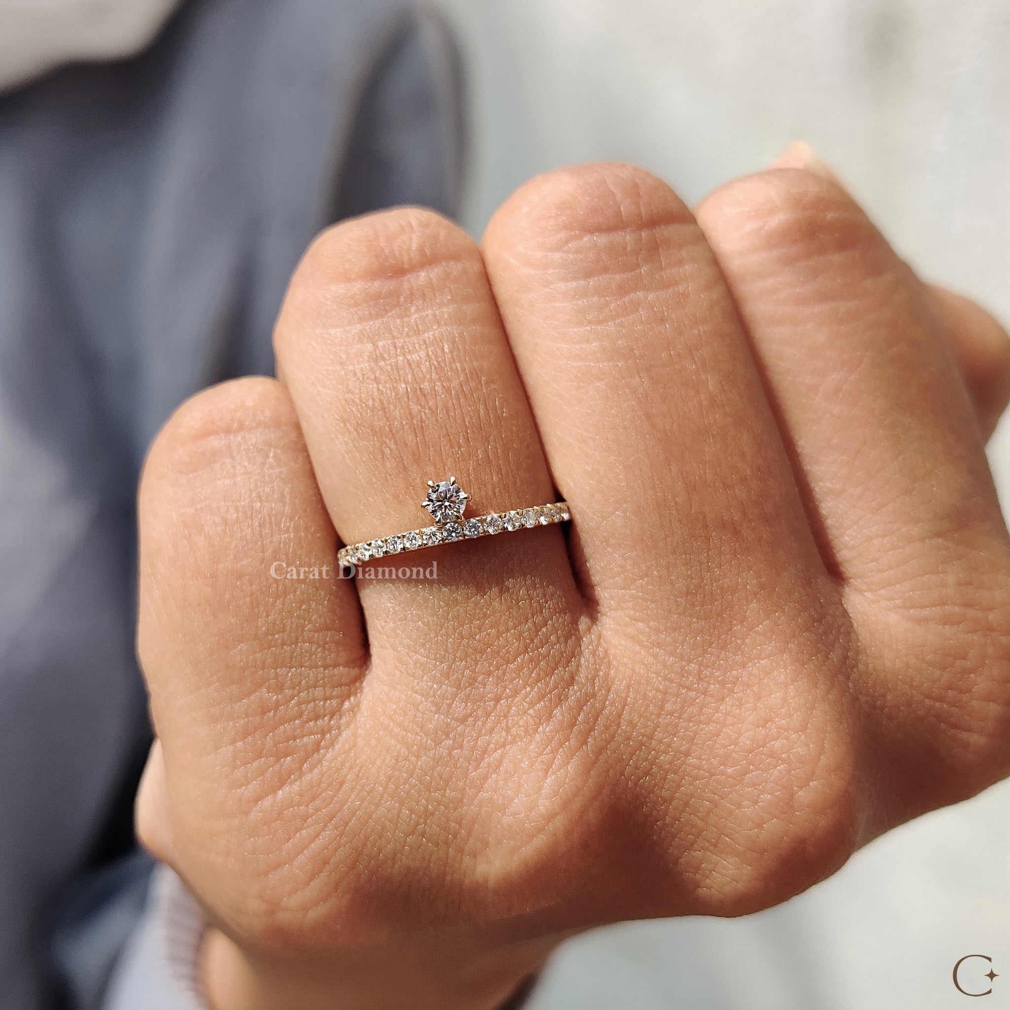 Custom wedding band with personalized design options.
