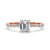 Emerald cut Engagement ring with side stones and 4 prong setting for classic elegance.