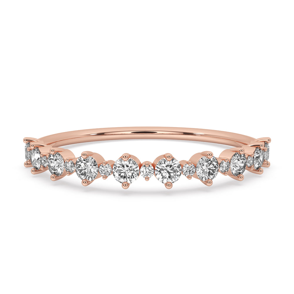 Half eternity band with elegant floating bubble design.