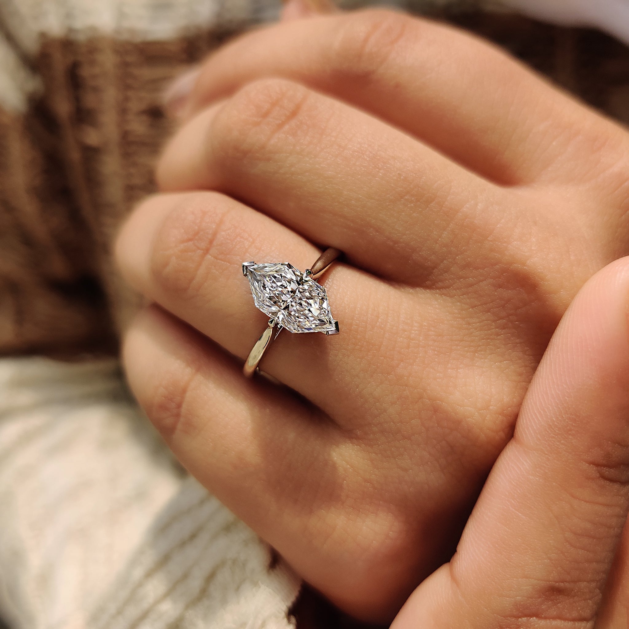 Hidden halo diamond ring with white gold diamond ring.
