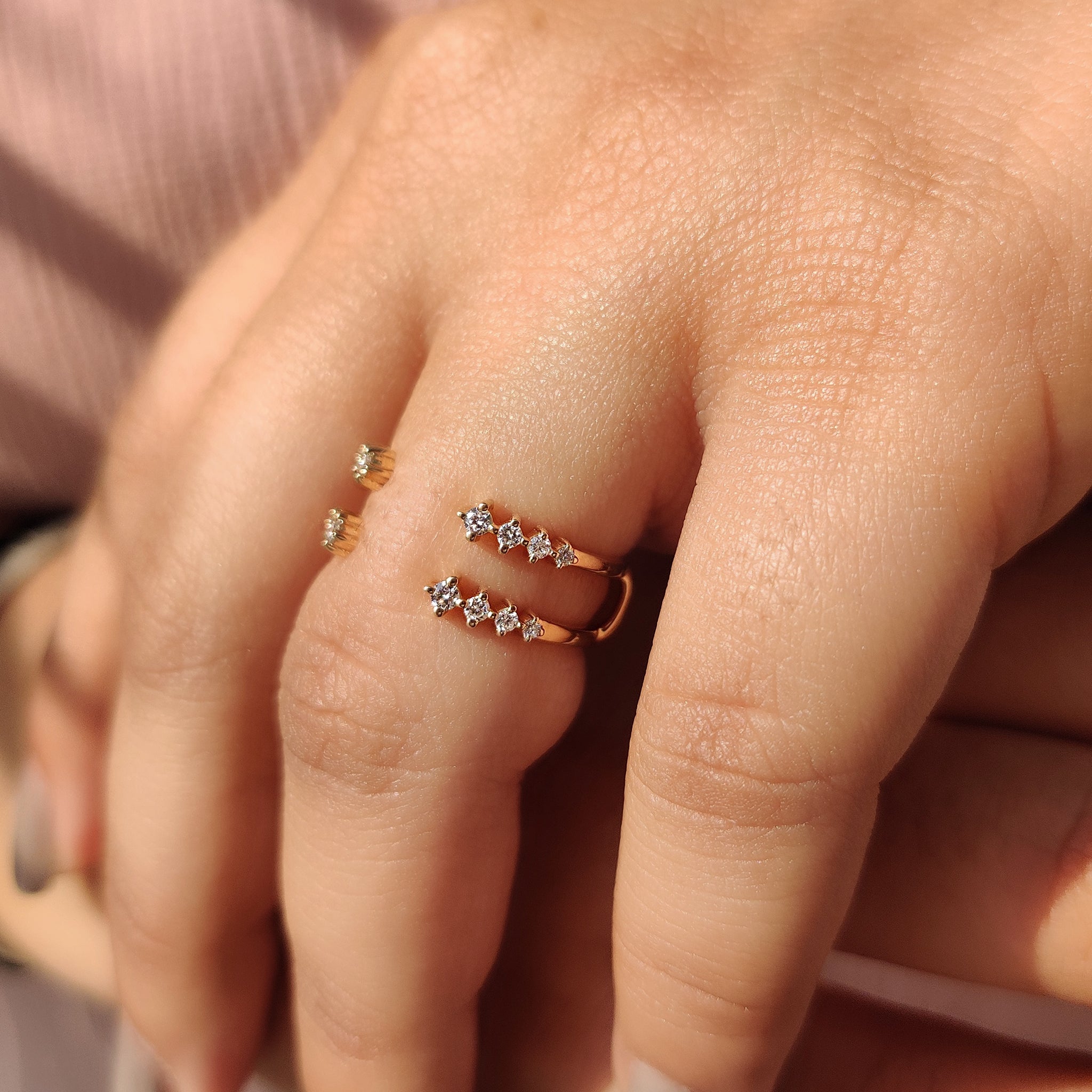 Open gap wedding band crafted in handmade style.
