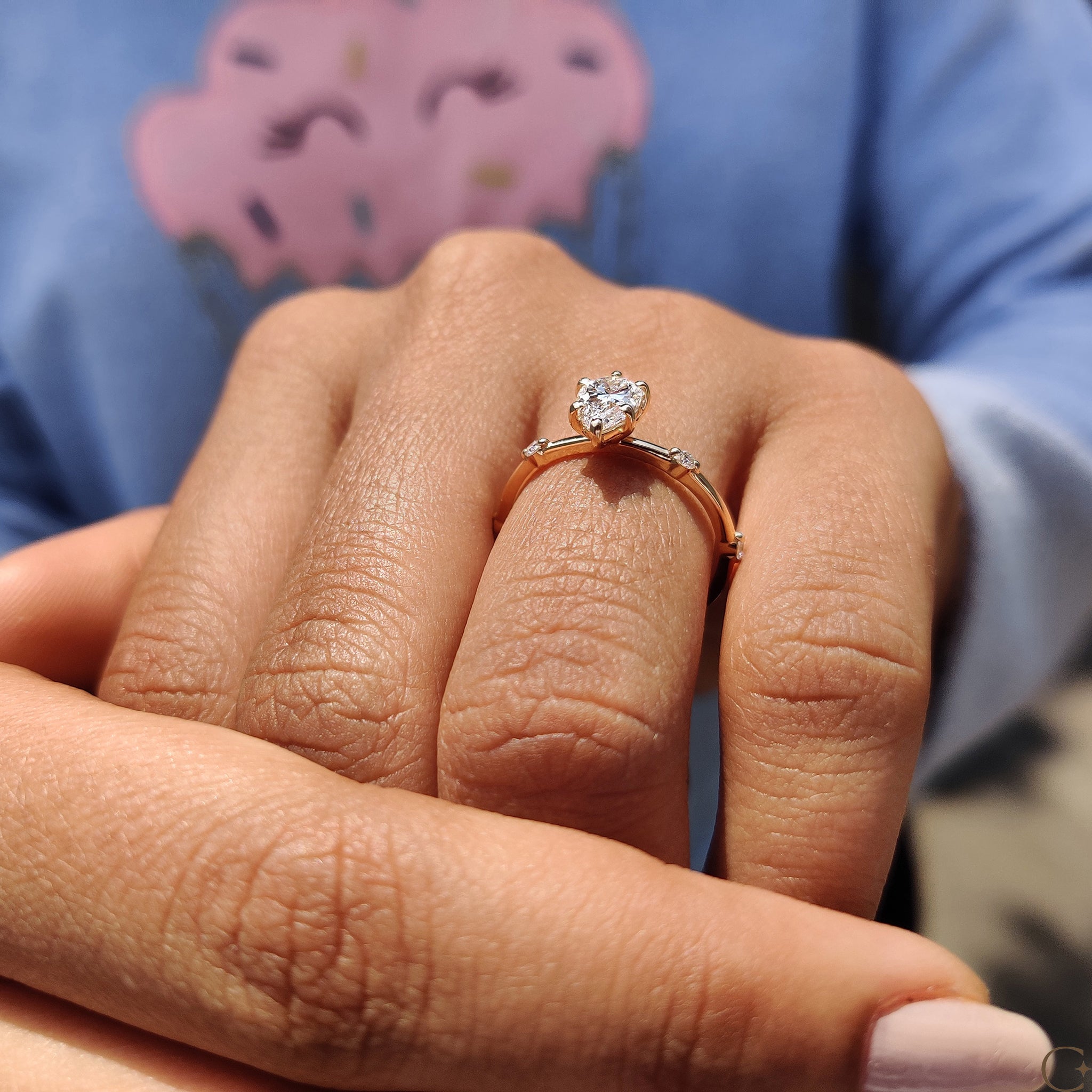 Lab grown diamond engagement ring with IGI certification.

