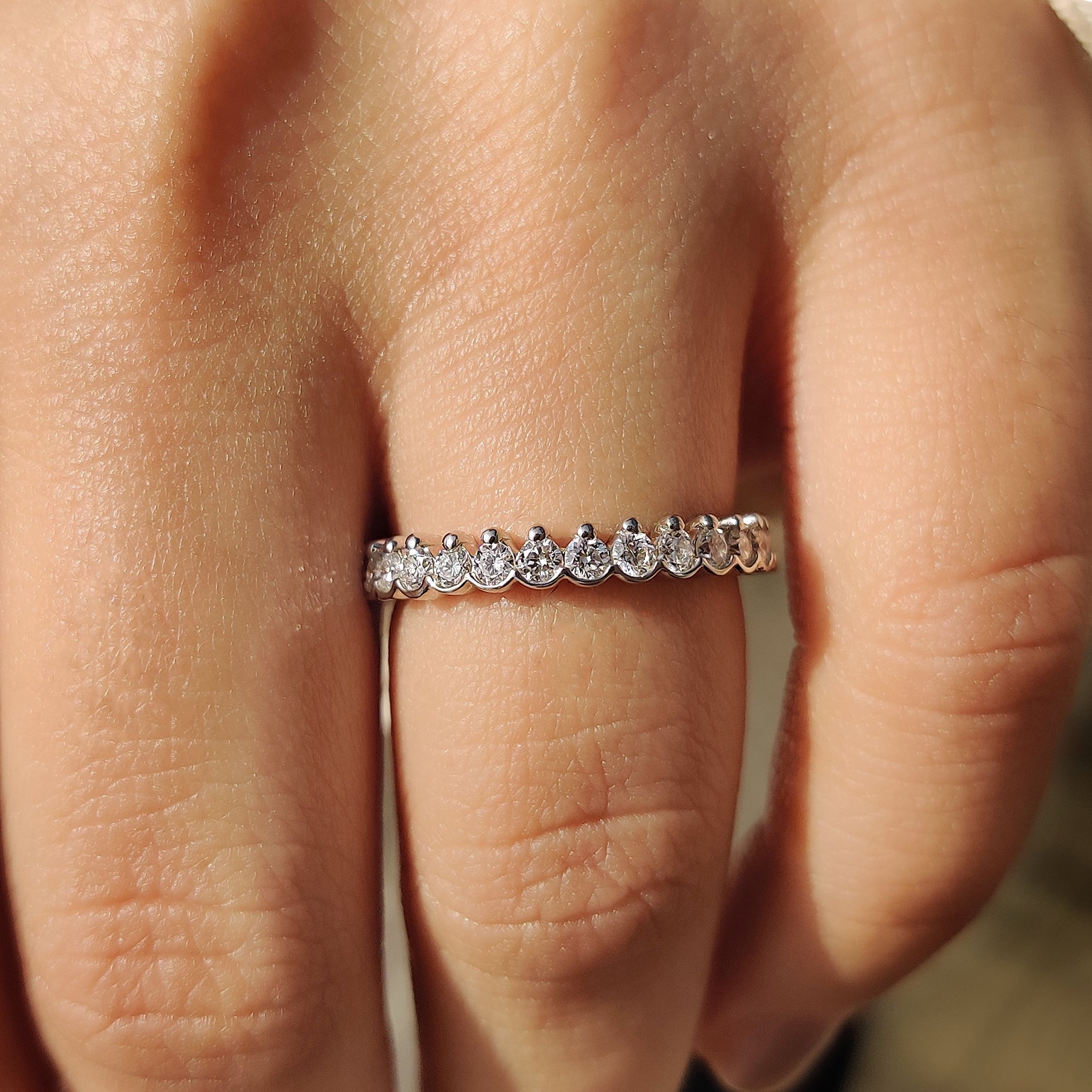 Full diamond eternity band in a classic handmade style.
