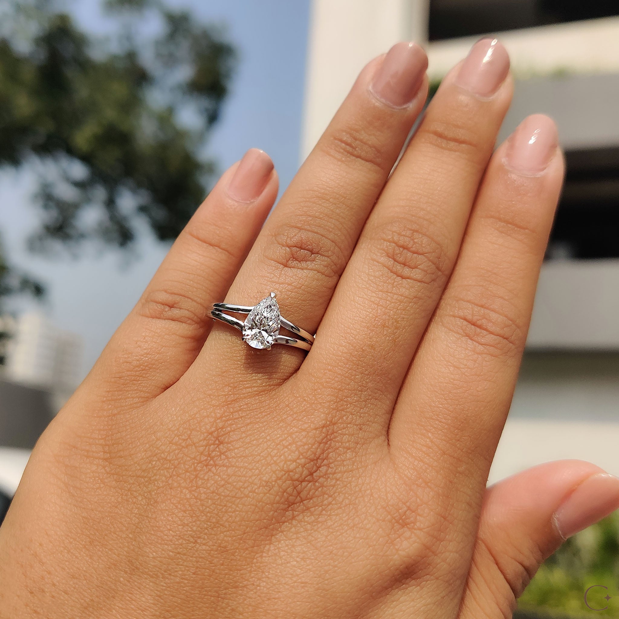 Split shank engagement ring combining modern design with unmatched craftsmanship for a unique piece.
