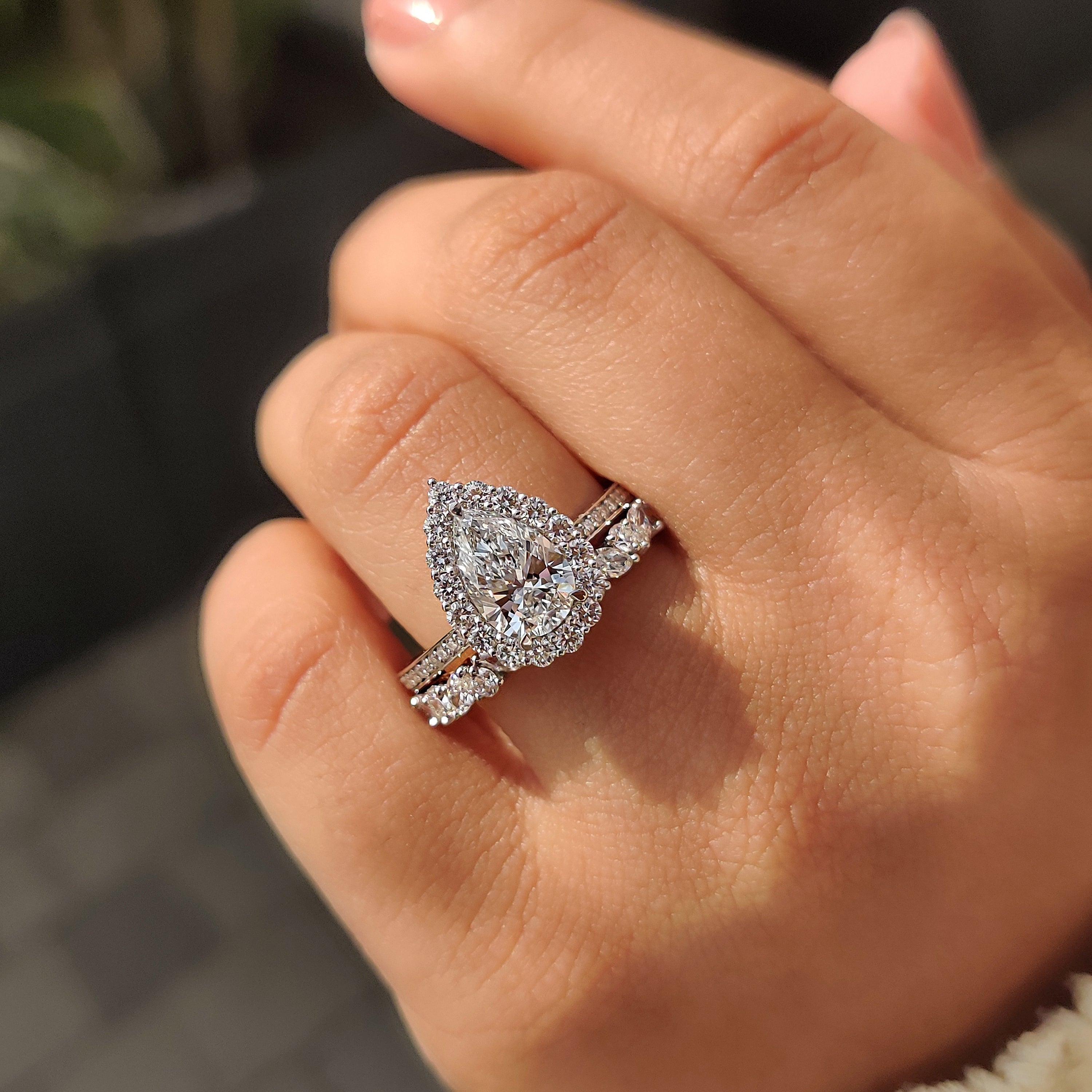 Marquise and round diamond wedding band