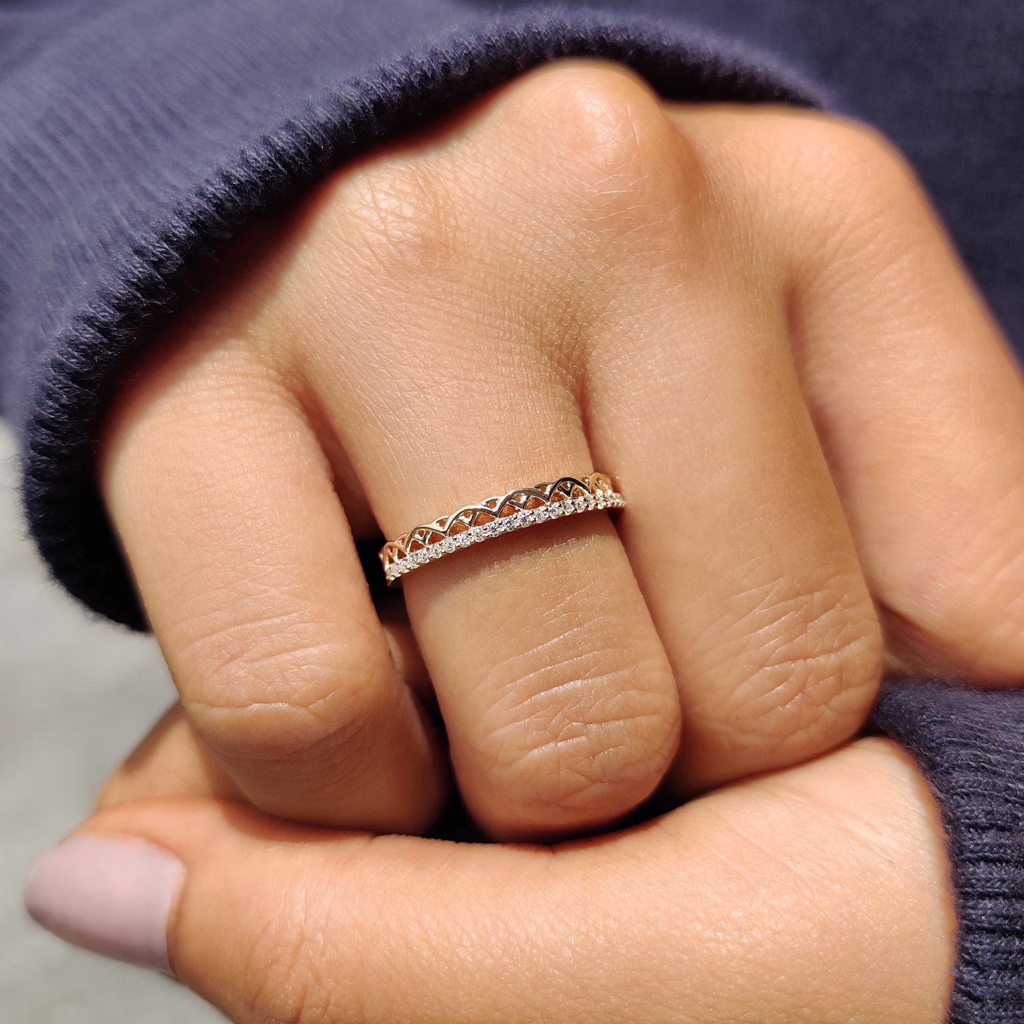 Round Diamond Band in - Half Eternity