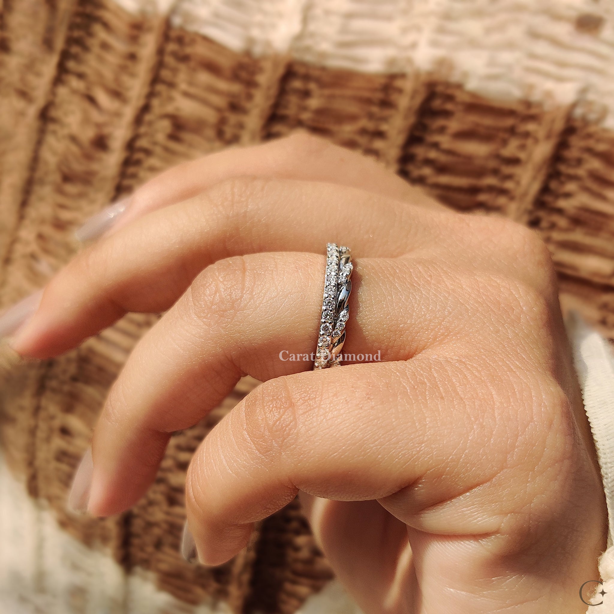 Handmade band in a custom wedding band setting.