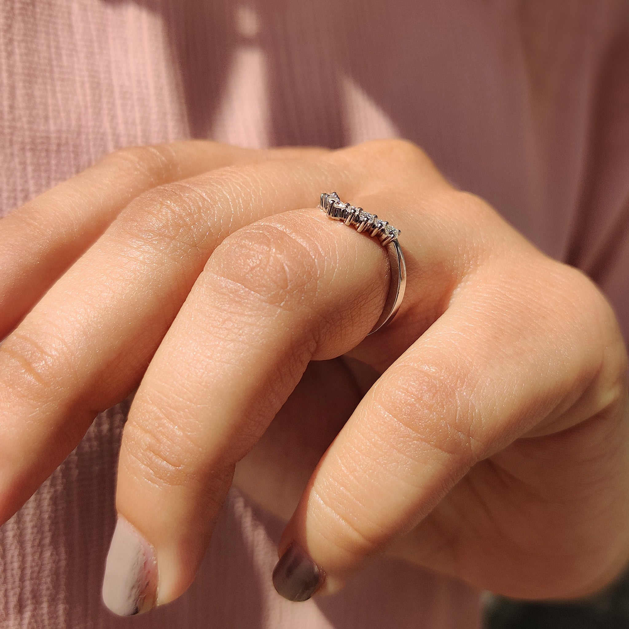 Custom Wedding Band with round cut diamonds.
