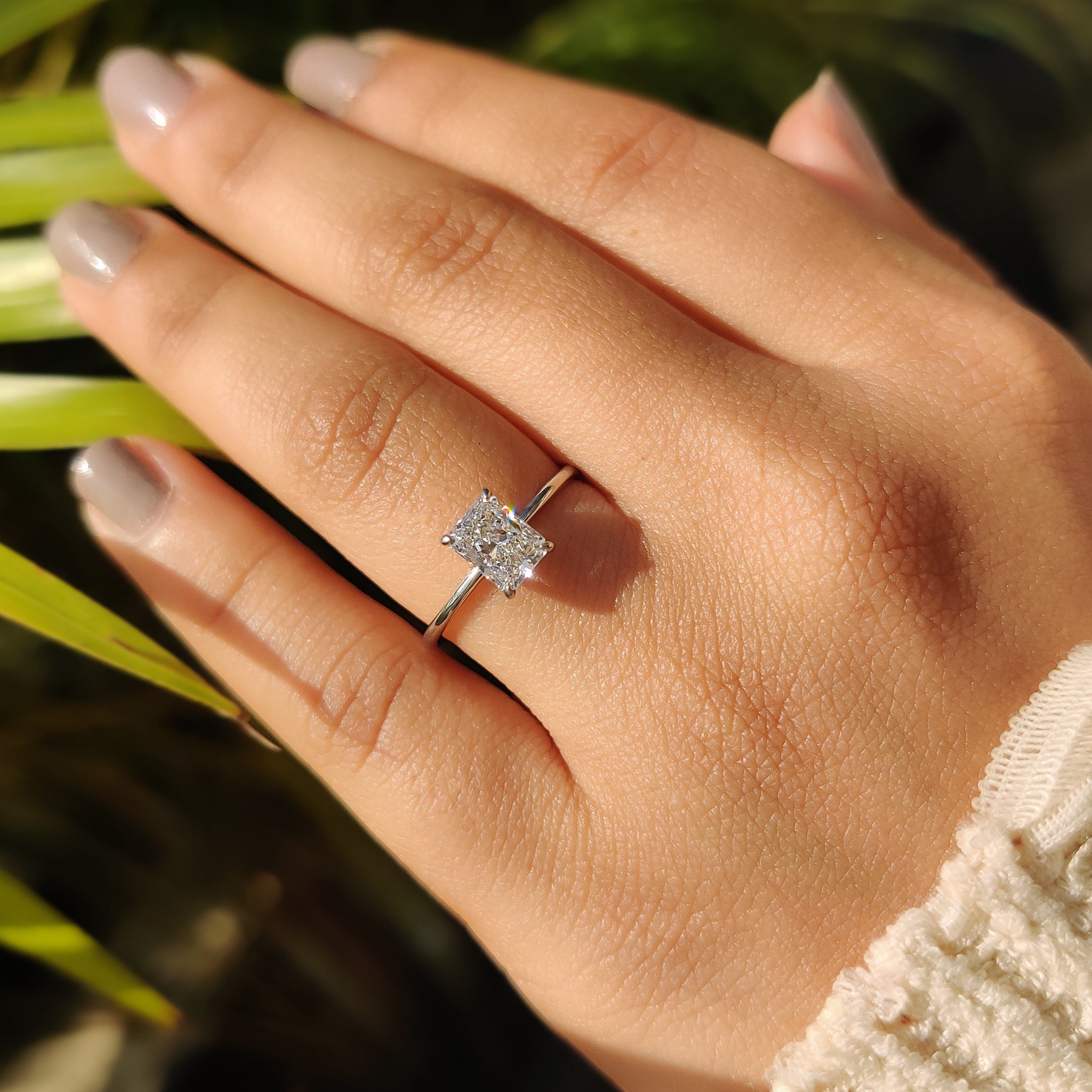 Solitaire Set Radiant Cut Gold Engagement Ring