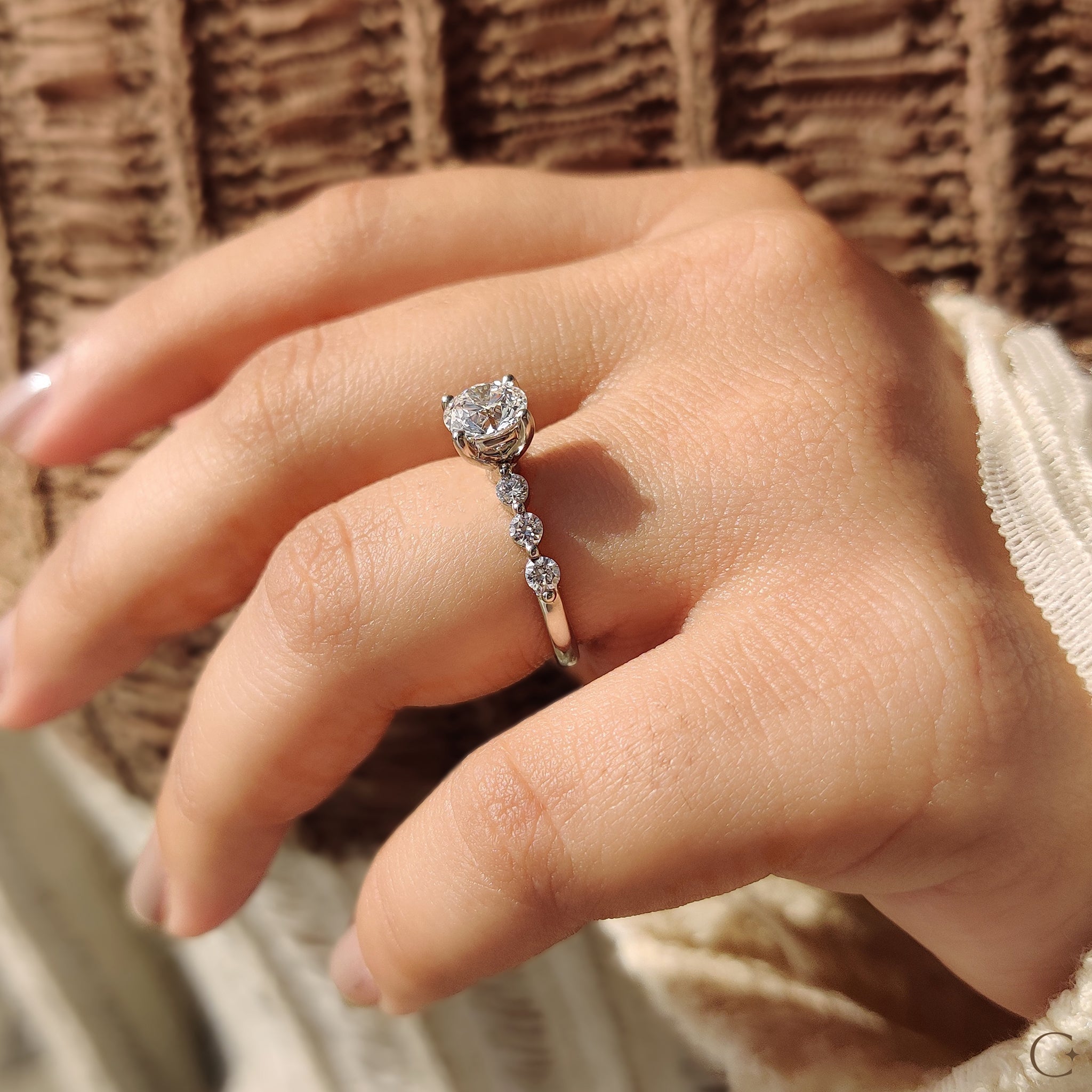 White gold engagement ring with stunning craftsmanship.
