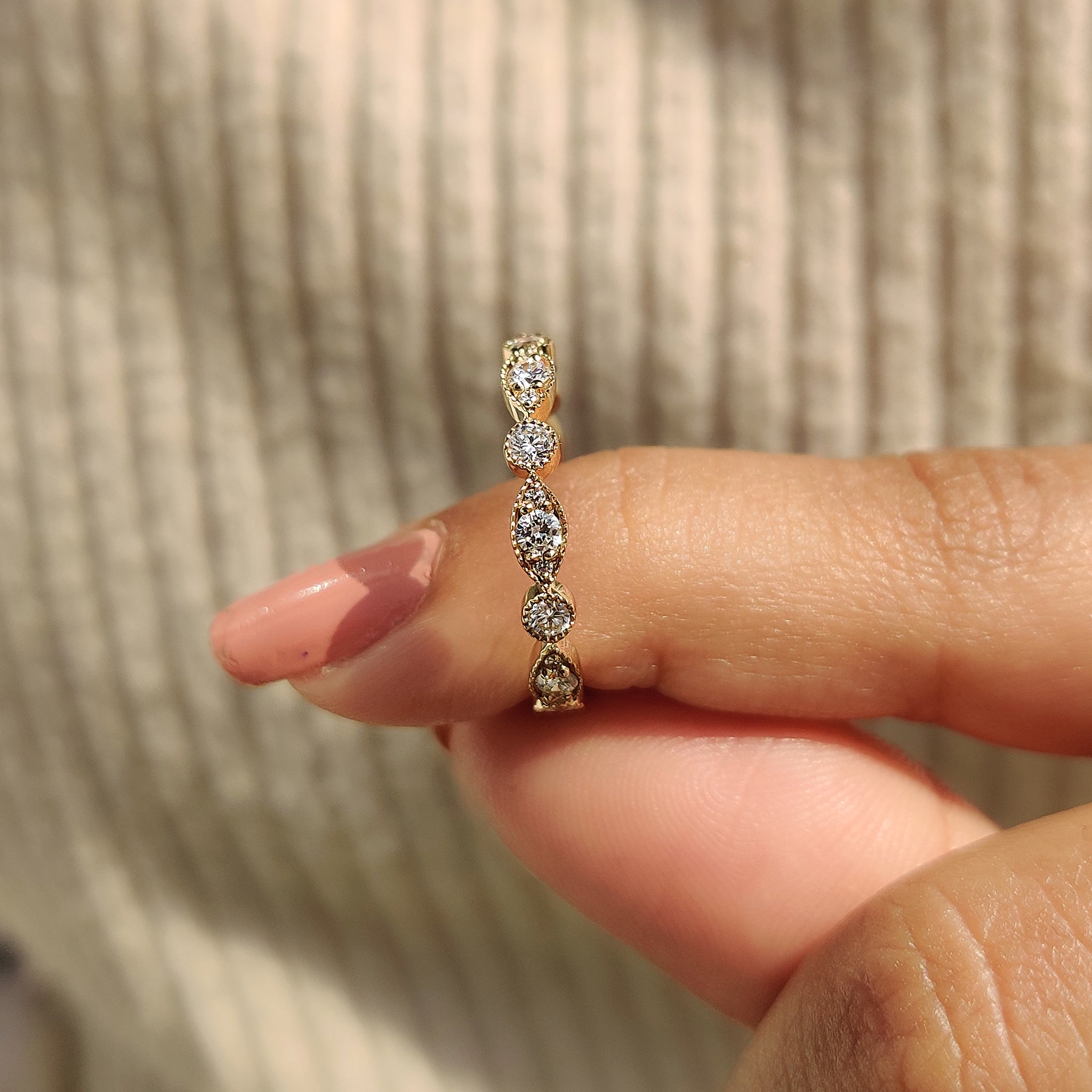 Milgrain Wedding Band - Full Eternity Style