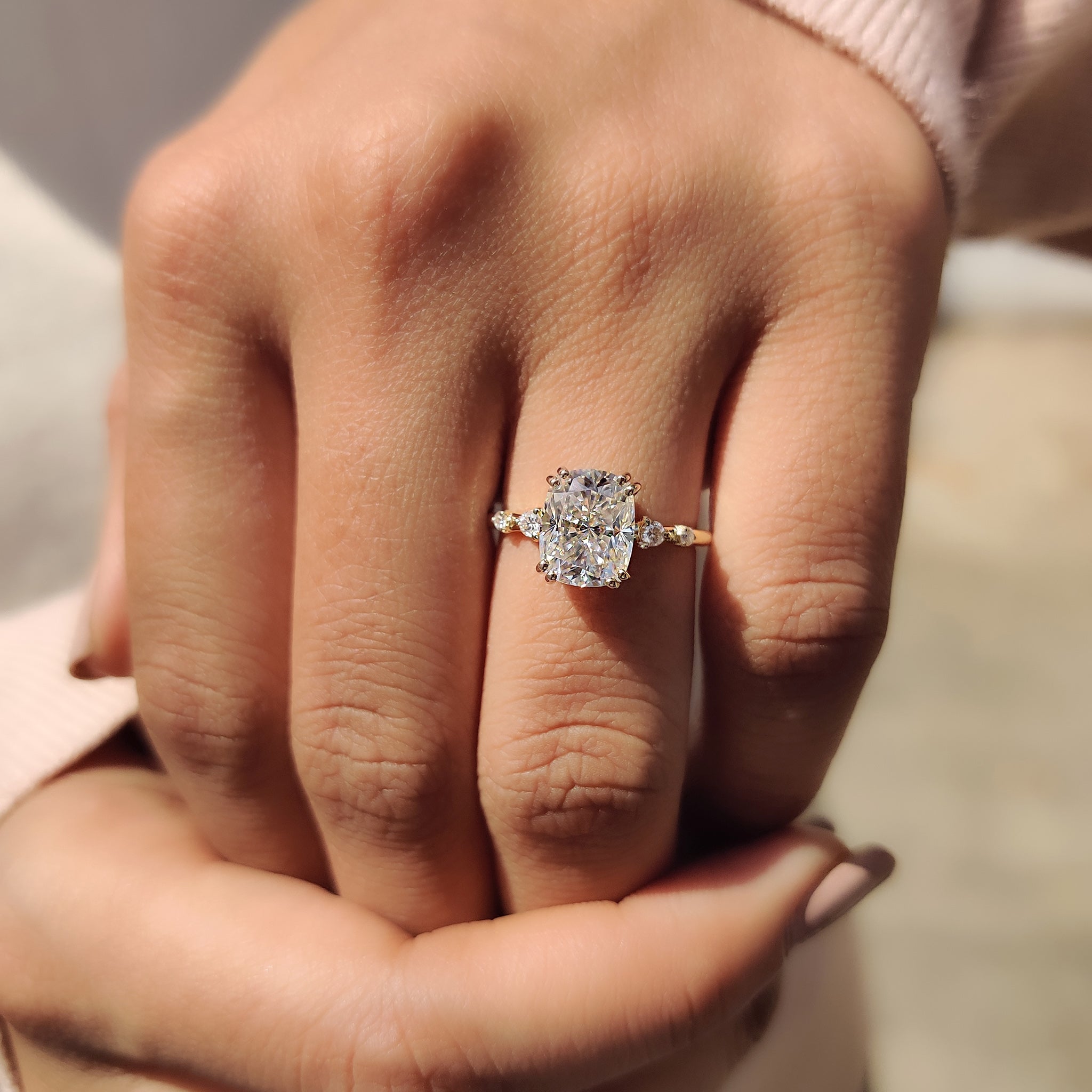 Carat diamonds engagement ring with double prong setting.
