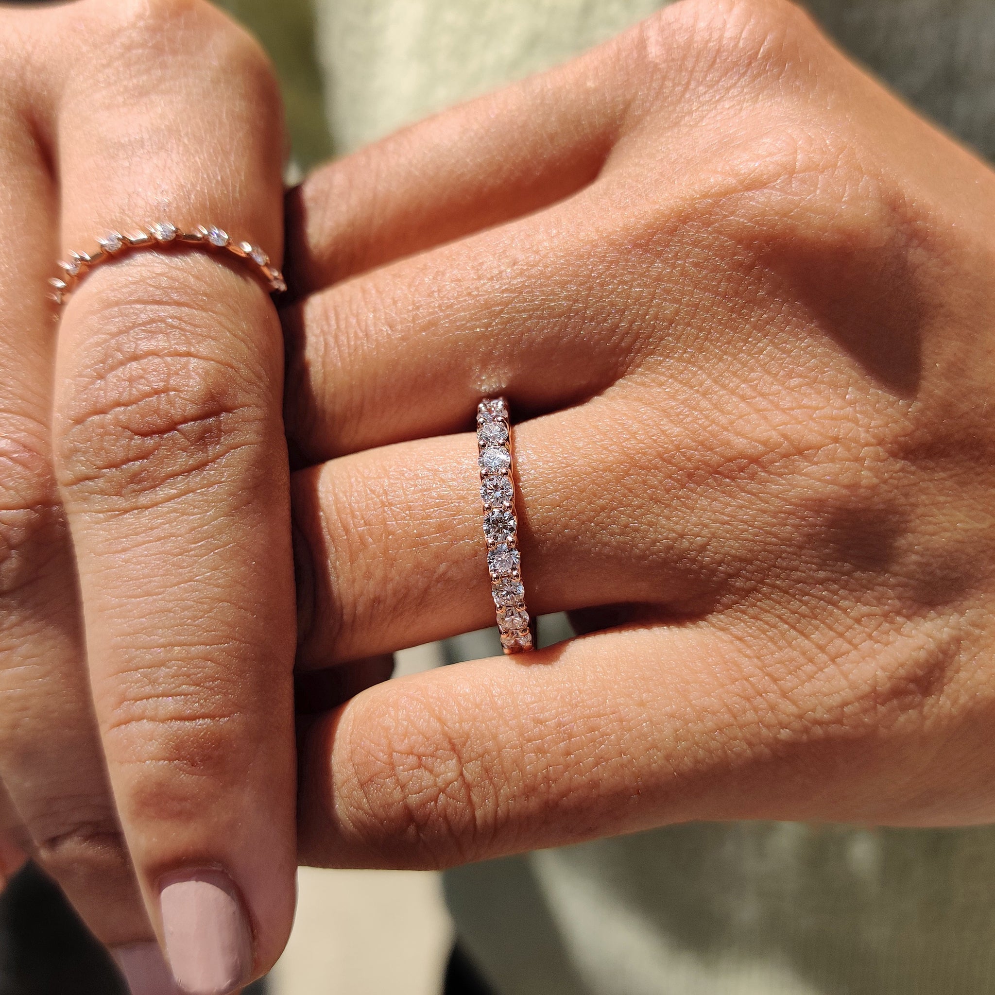 Handmade jewelry featuring round eternity band design
