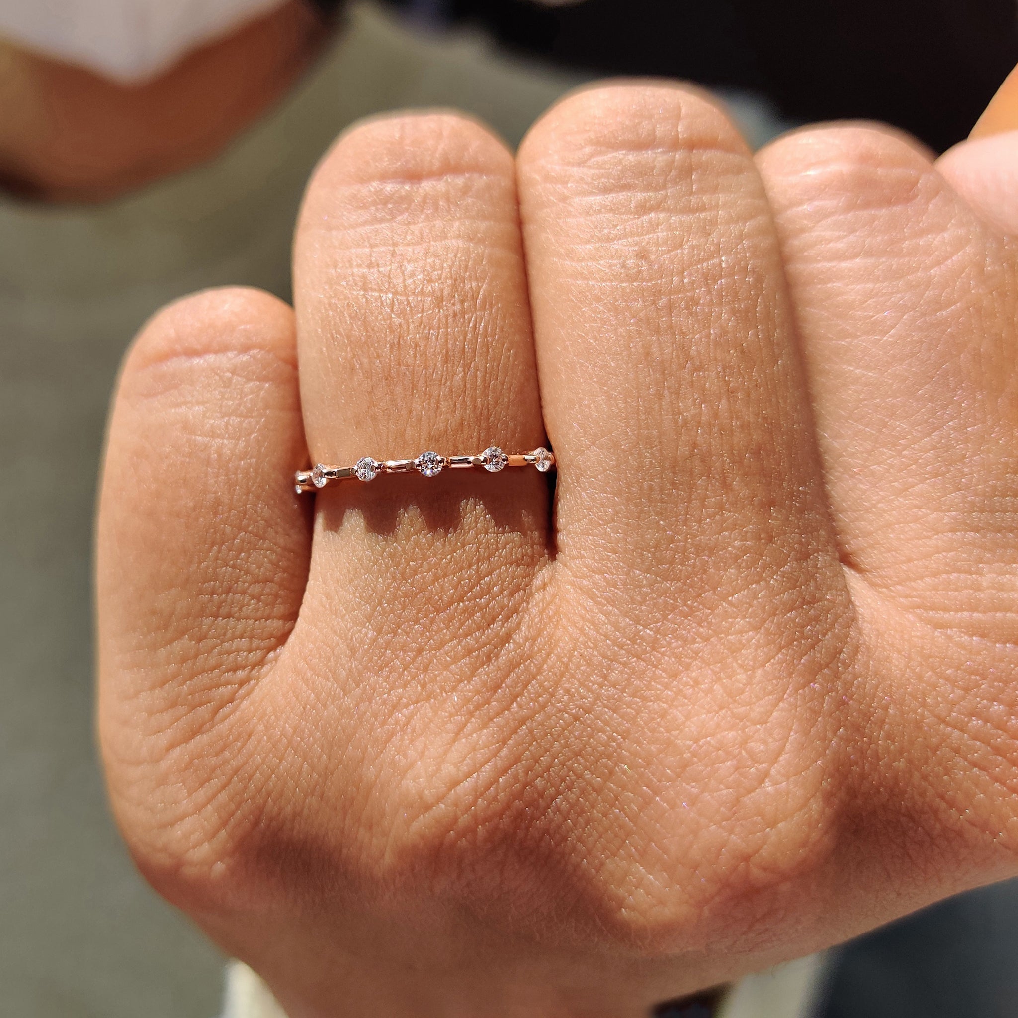 Rose Gold Wedding Band – Half Eternity