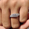 3 Row Pave Diamond Band With Bypass Setting
