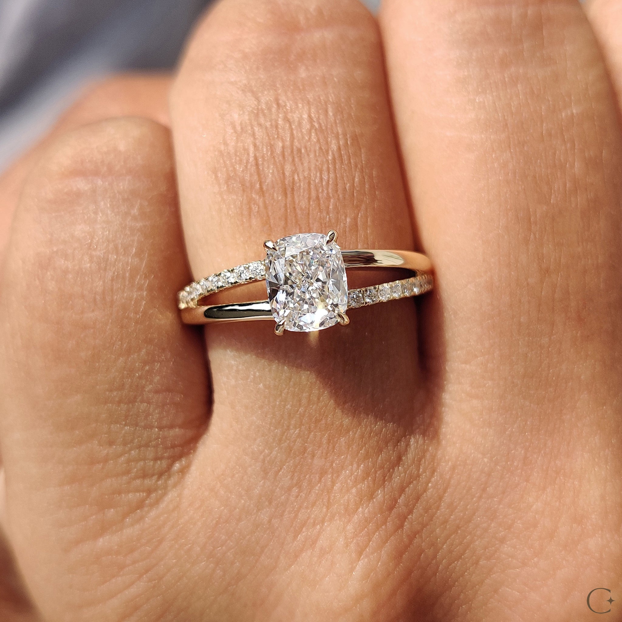 Yellow gold engagement ring featuring a classic setting.