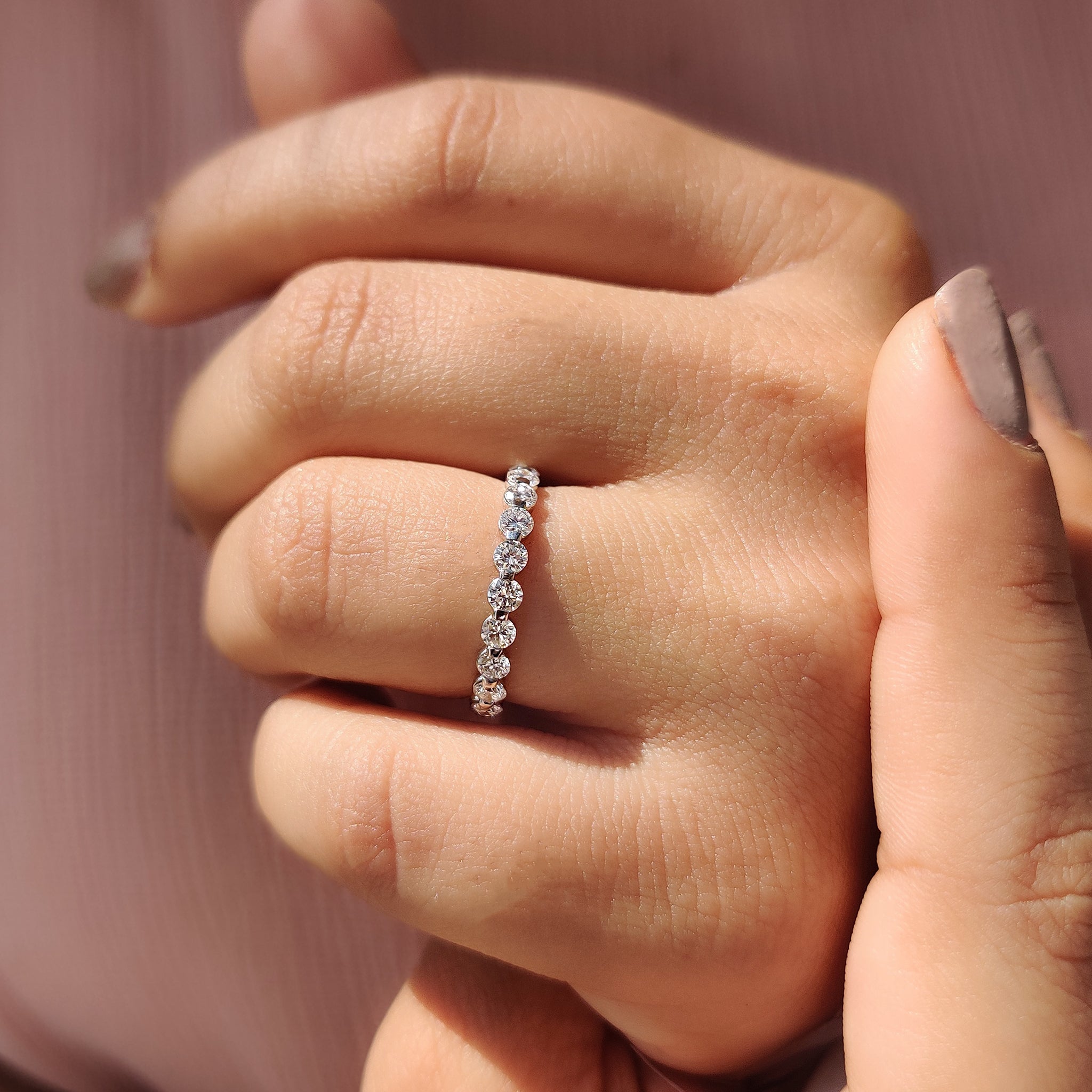 Round Diamond Rose Gold Eternity Band