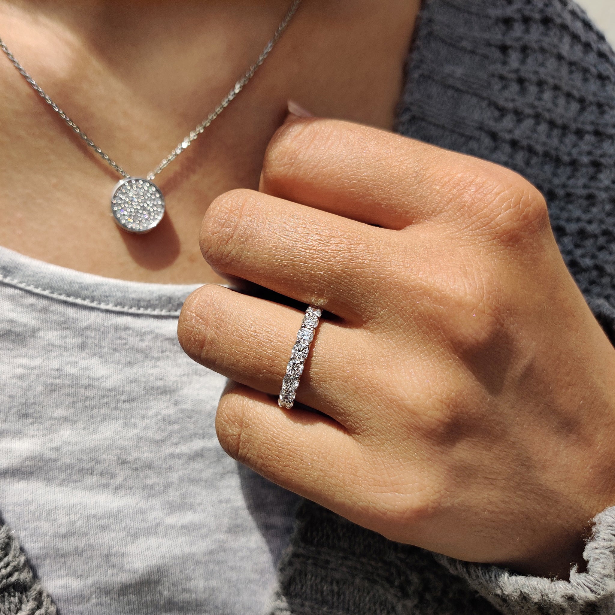 Lab Grown Round Diamond White Gold Wedding Band