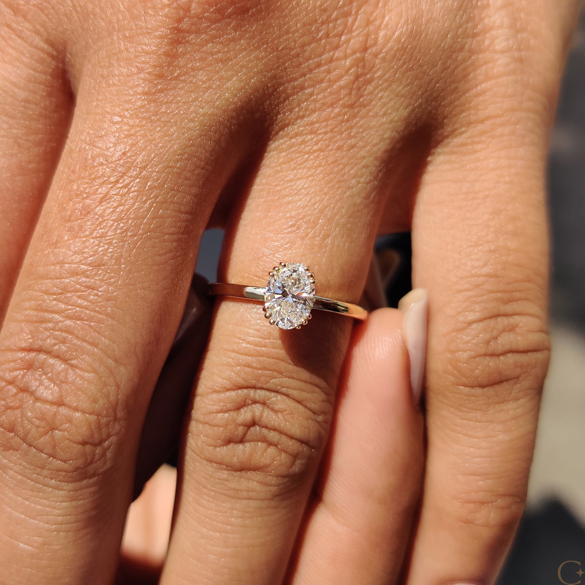 Lab grown diamond engagement ring with IGI certification.
