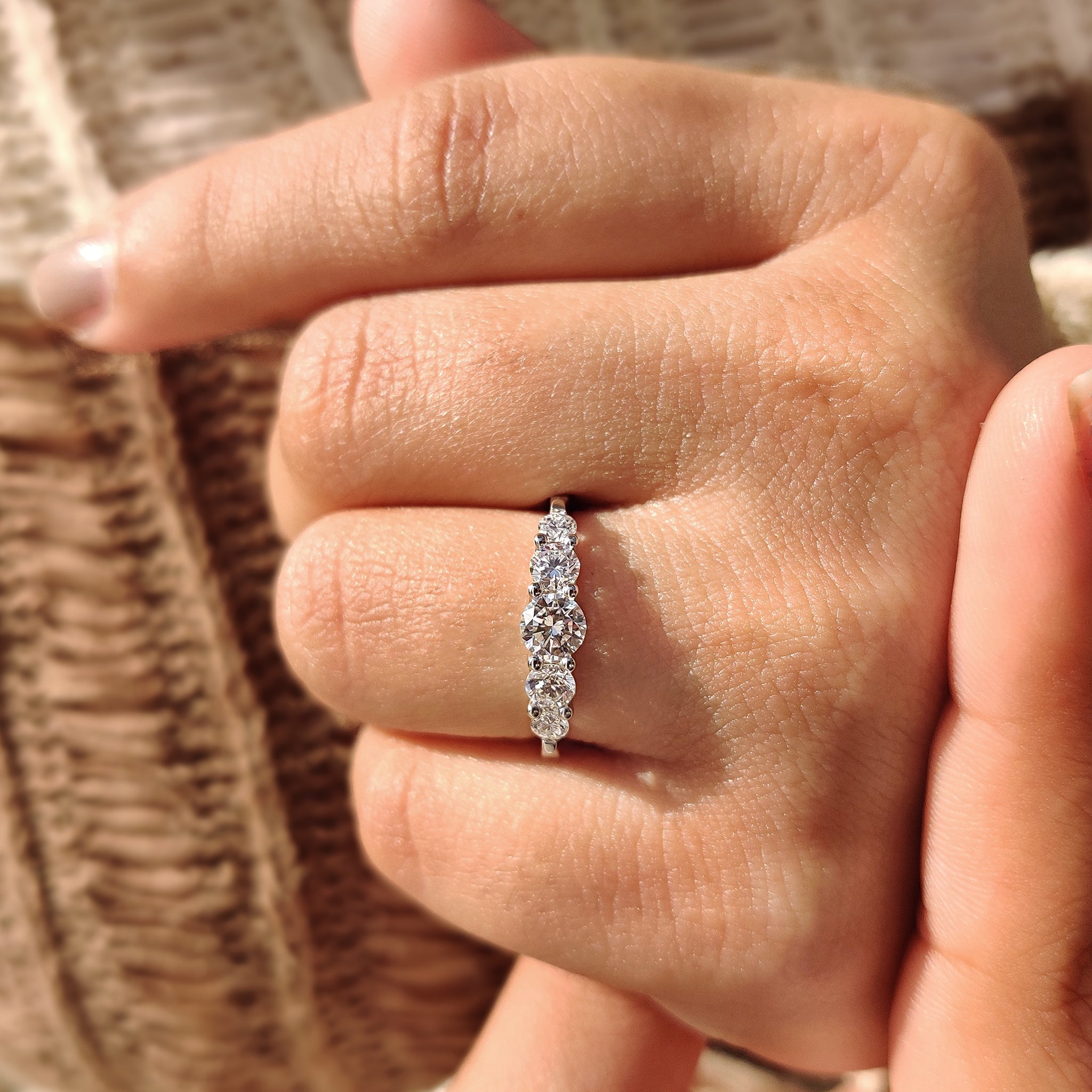 Handmade 5 stone band with lab grown diamonds.
